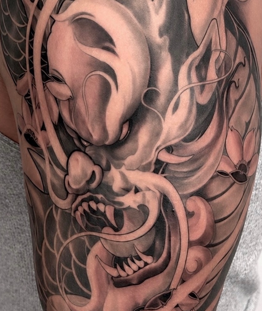 Tattoo by @rockytattoo — japanese_irezumi, black_and_grey