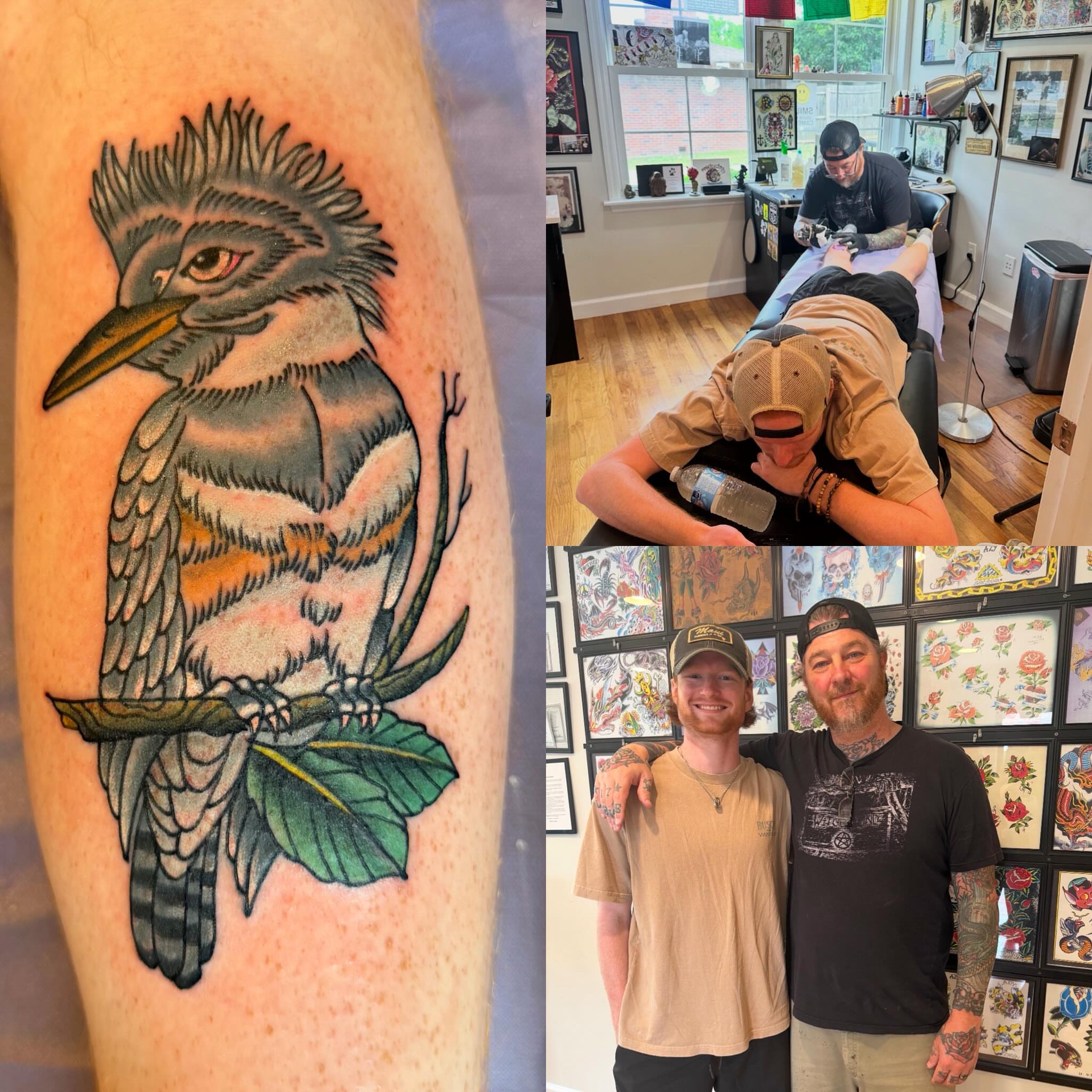Bird American traditional tattoo on the upper arm by Mike Kepper