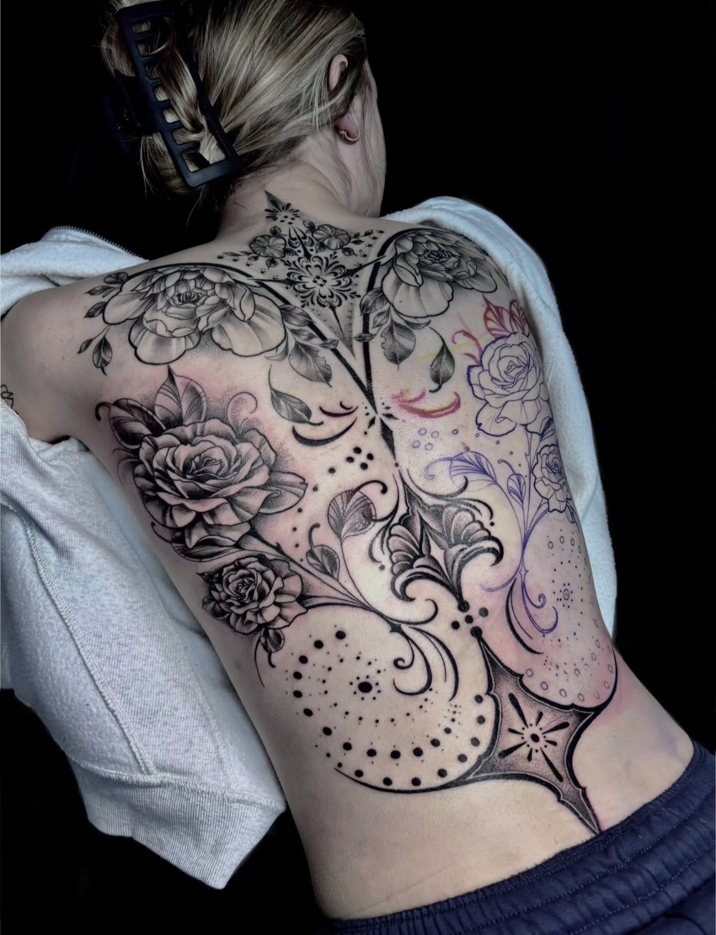 Tattoo by @katscratchtattooss — dotwork, black_and_grey