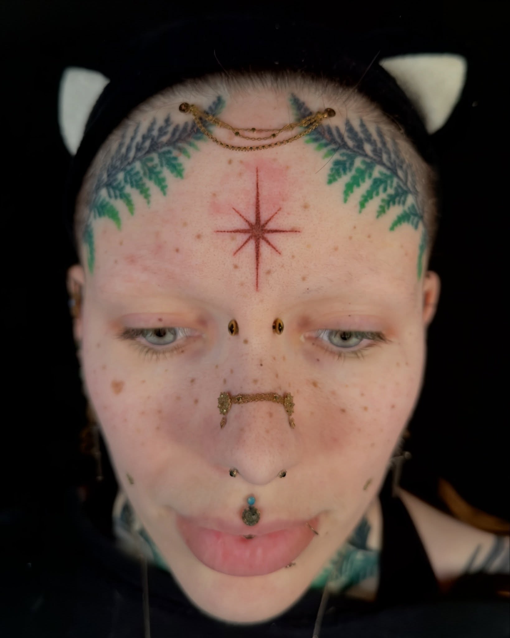 Geometric geometric tattoo on the head by Chelsey
