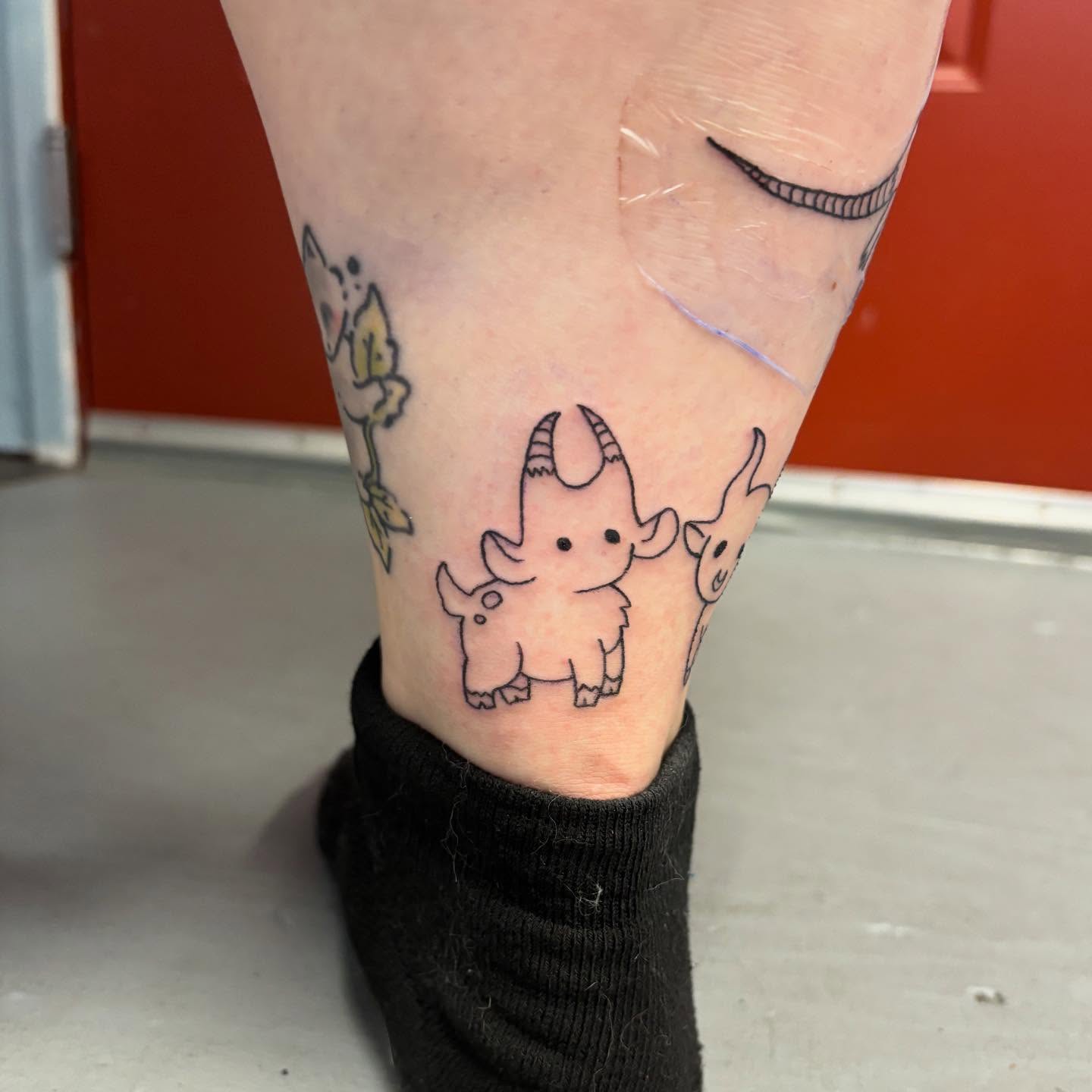 Goats minimalist tattoo on the calf by ☠️mikauley☠️