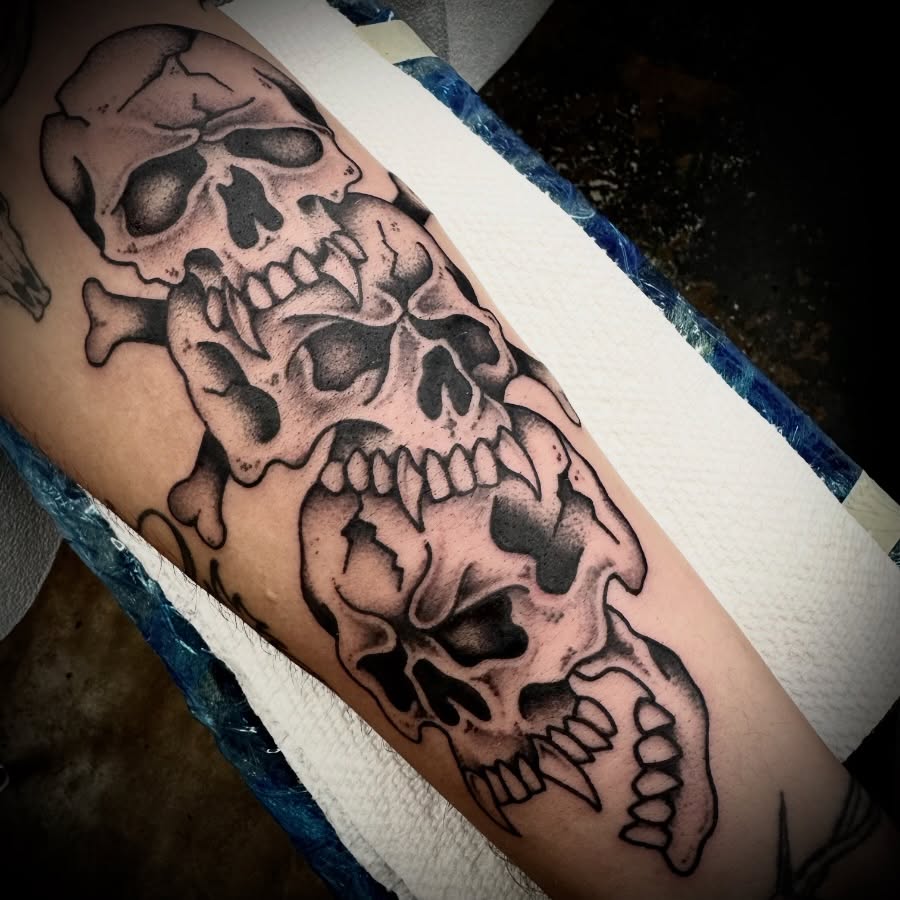 Tattoo by @kristenpaigetattoo — black_and_grey, dark_realism