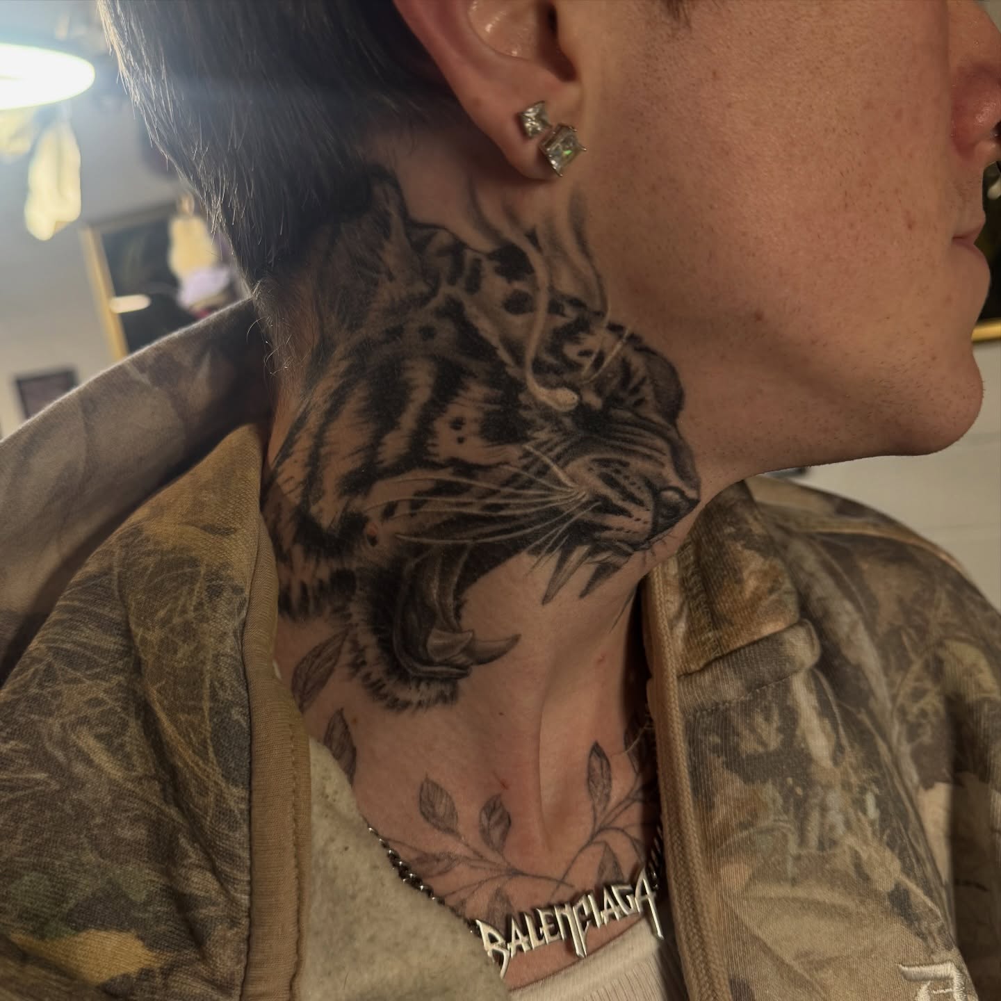 Tiger realism tattoo on the neck by Mags🗡️
