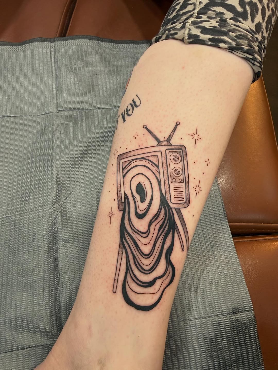 Tattoo by @honeysucktattoo — blackwork, surrealism