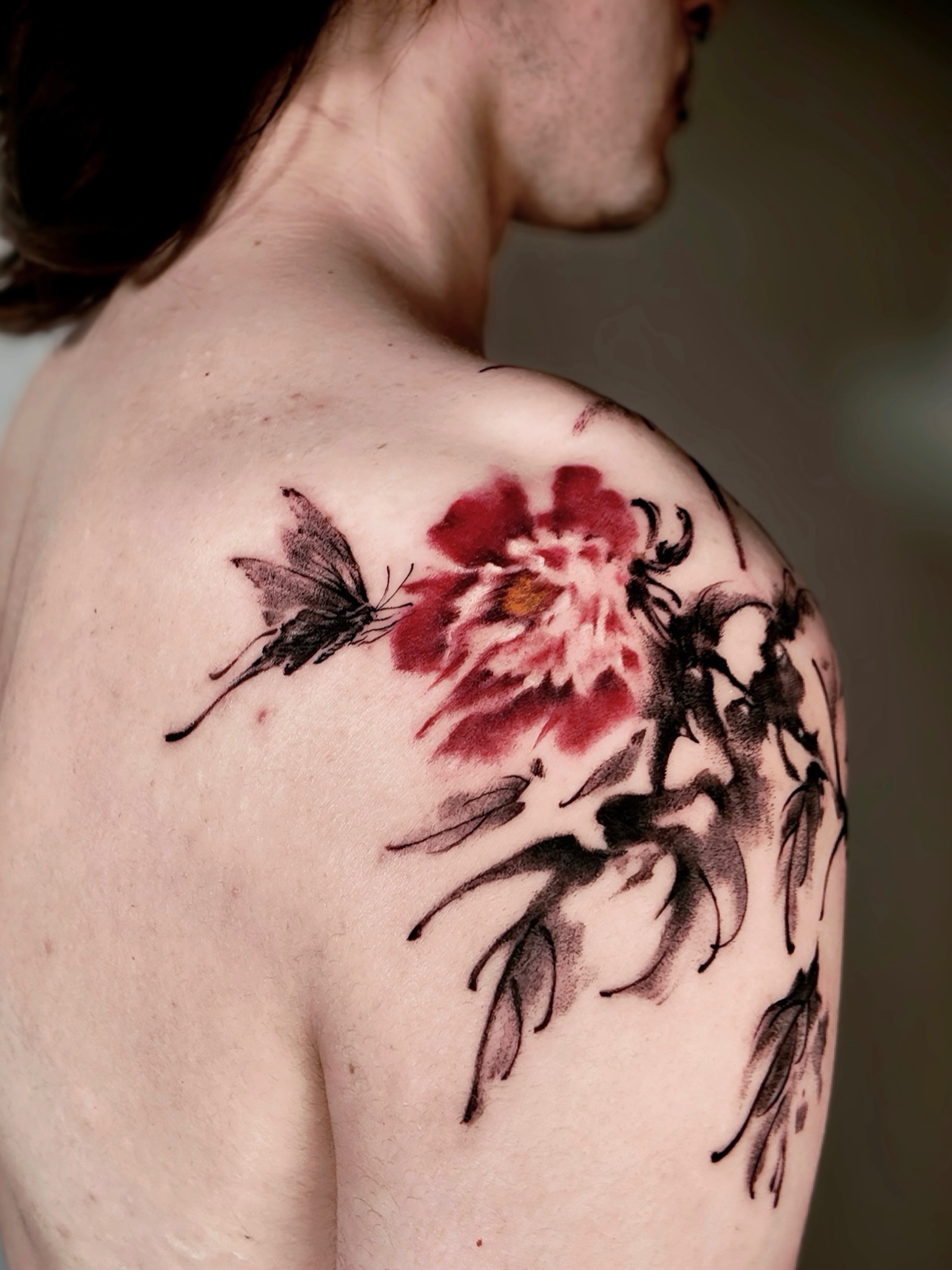 Tattoo by @junsinkmontreal — watercolor, black_and_grey