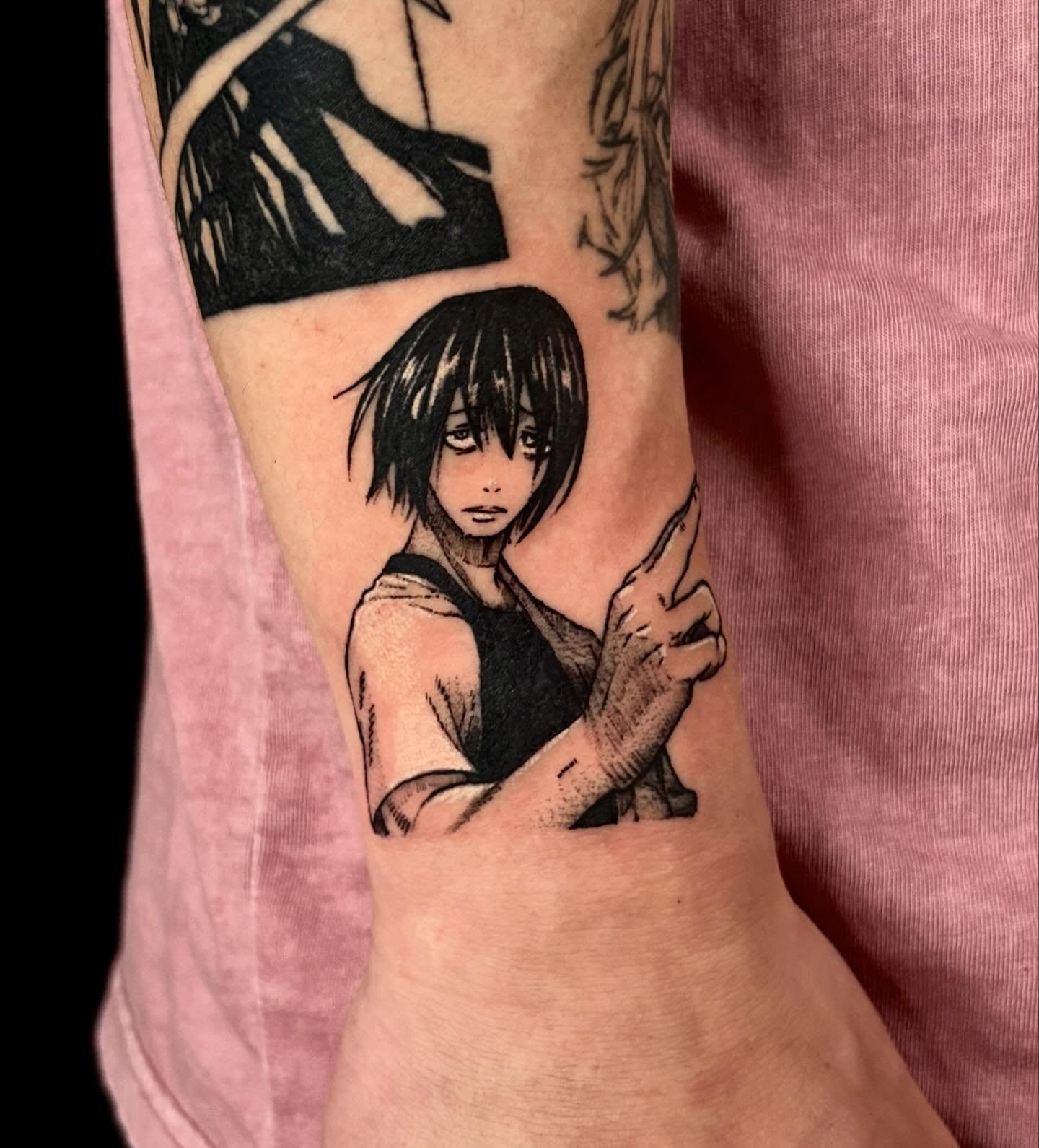 Tattoo by @tattooist_culp — anime, black_and_grey