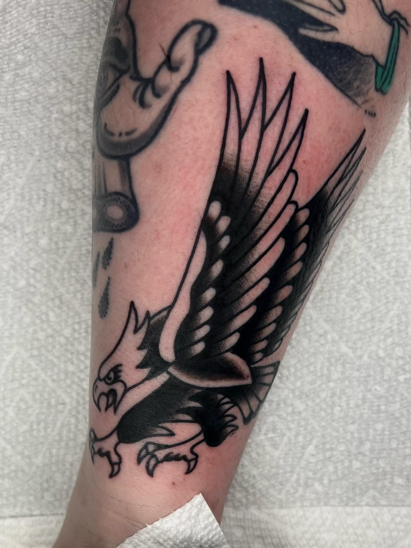 Eagle American traditional tattoo on the forearm by 💧cry Bby💧