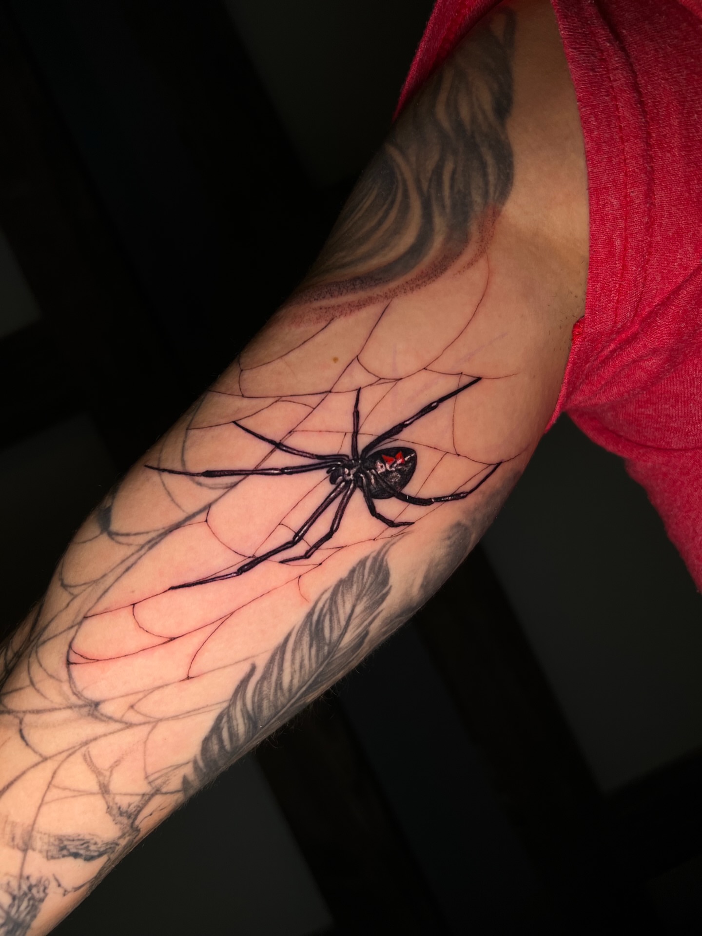 Spider realism tattoo on the forearm by Dominick Cali, East Islip, New York