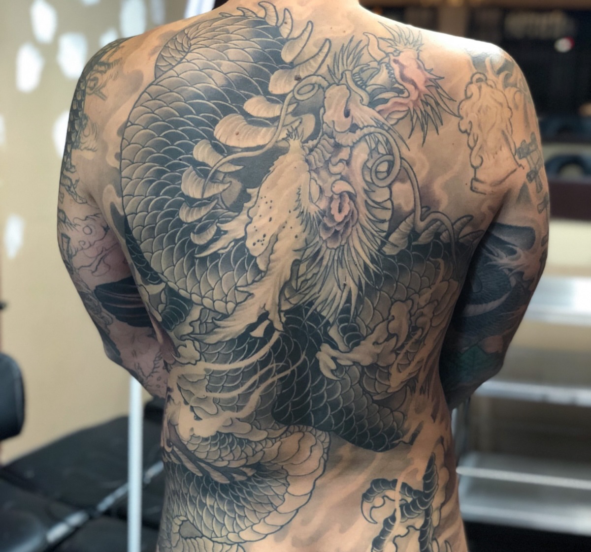 Tattoo by @vudoo_tattoo — japanese_irezumi, black_and_grey