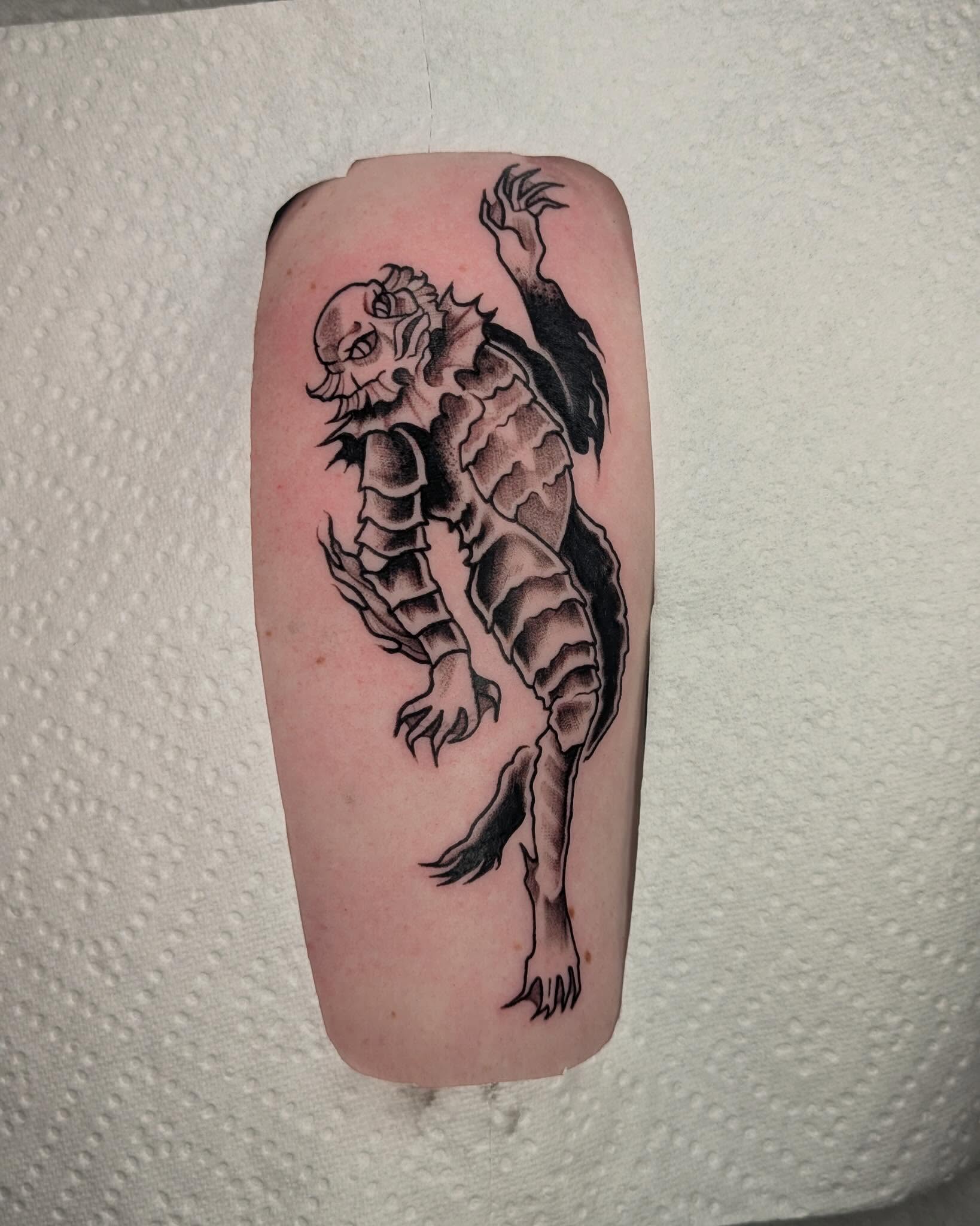 Tattoo by @folkfigment — black_and_grey