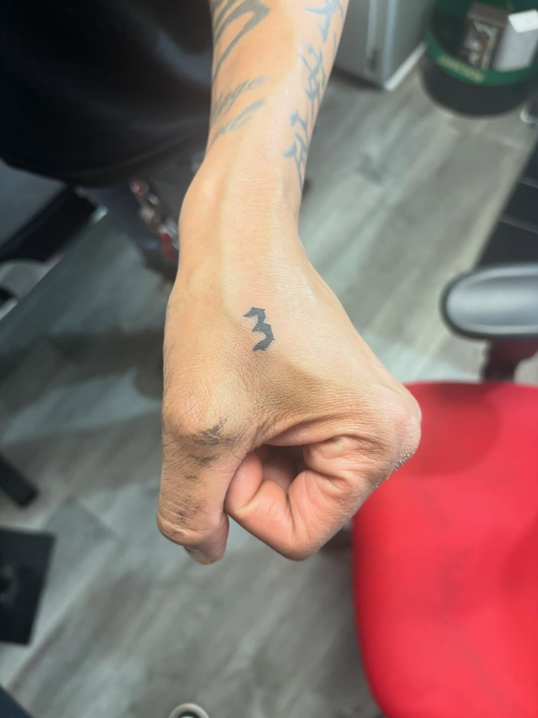 Number 3 tribal tattoo on the hand by Syneca Wilson, Acton, Massachusetts