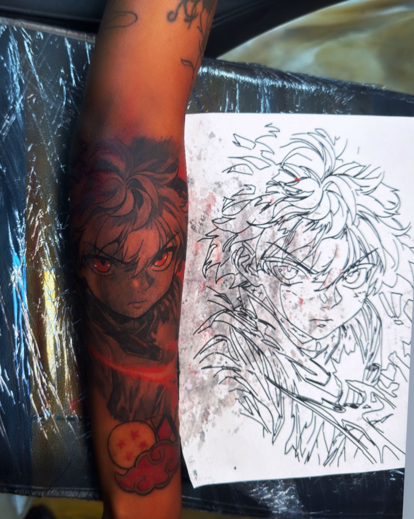 Anime character anime tattoo on the forearm by Anthony Washington, Atlanta, Georgia