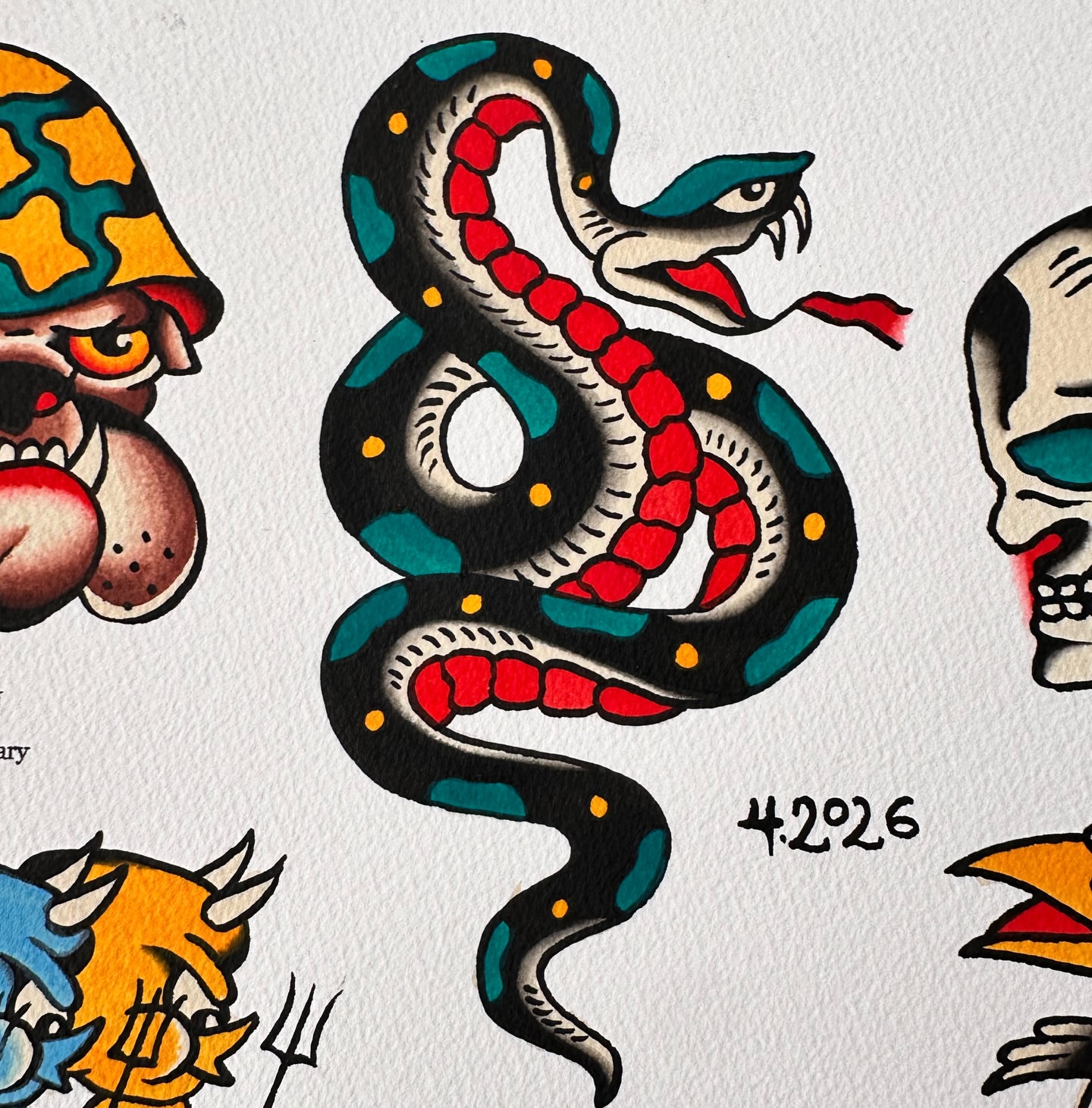 Snake American traditional tattoo by Brock Johnson