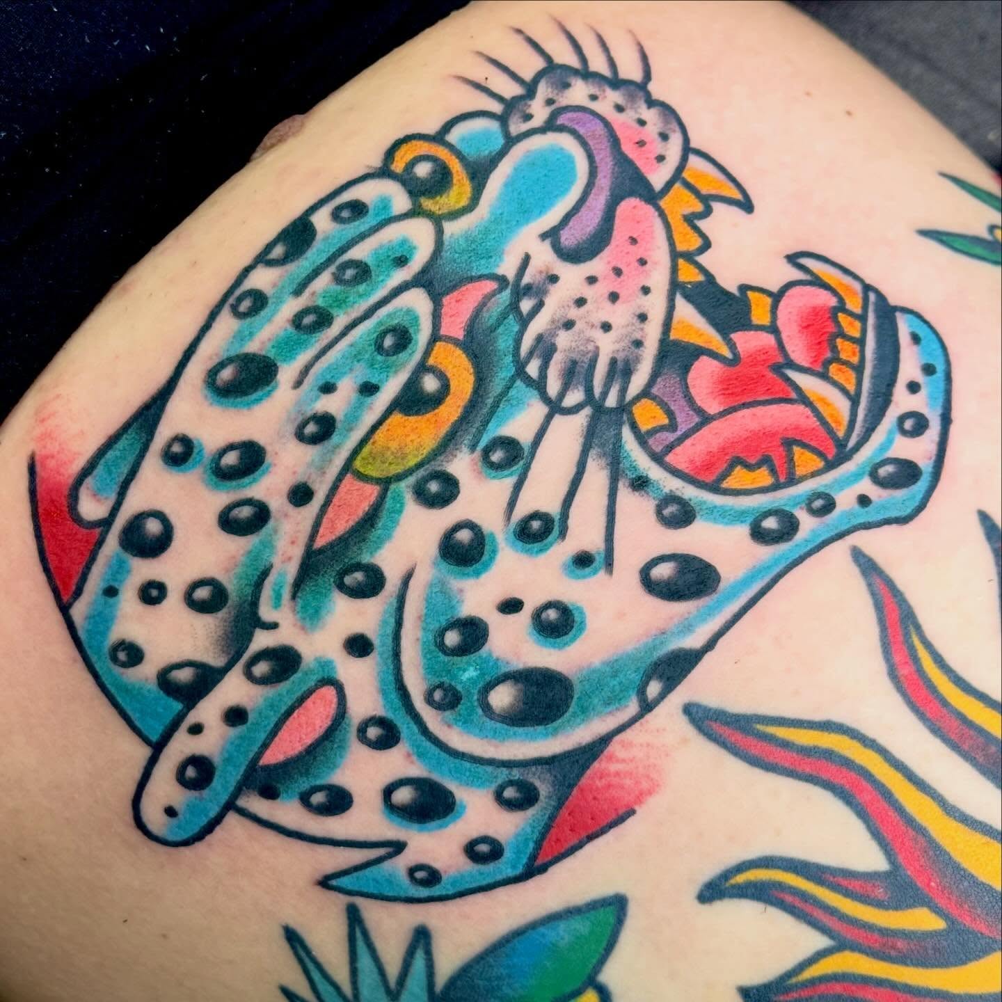 Octopus American traditional tattoo on the shoulder by Sam Hambrick, Watchung NJ