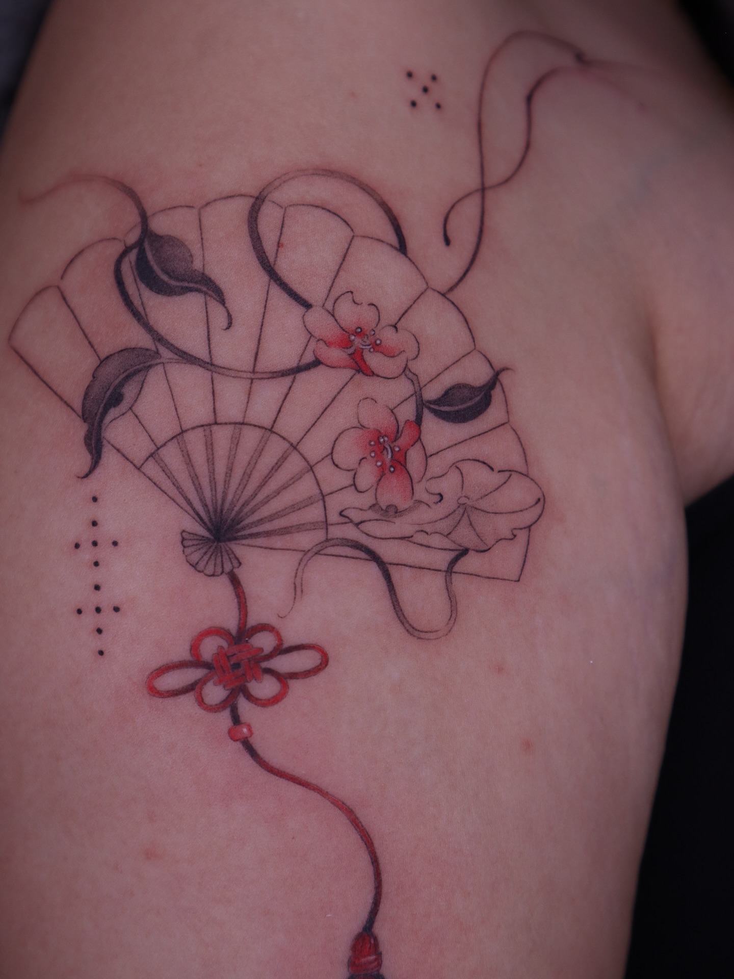 Tattoo by @maid.of.flowers — dotwork, japanese_irezumi