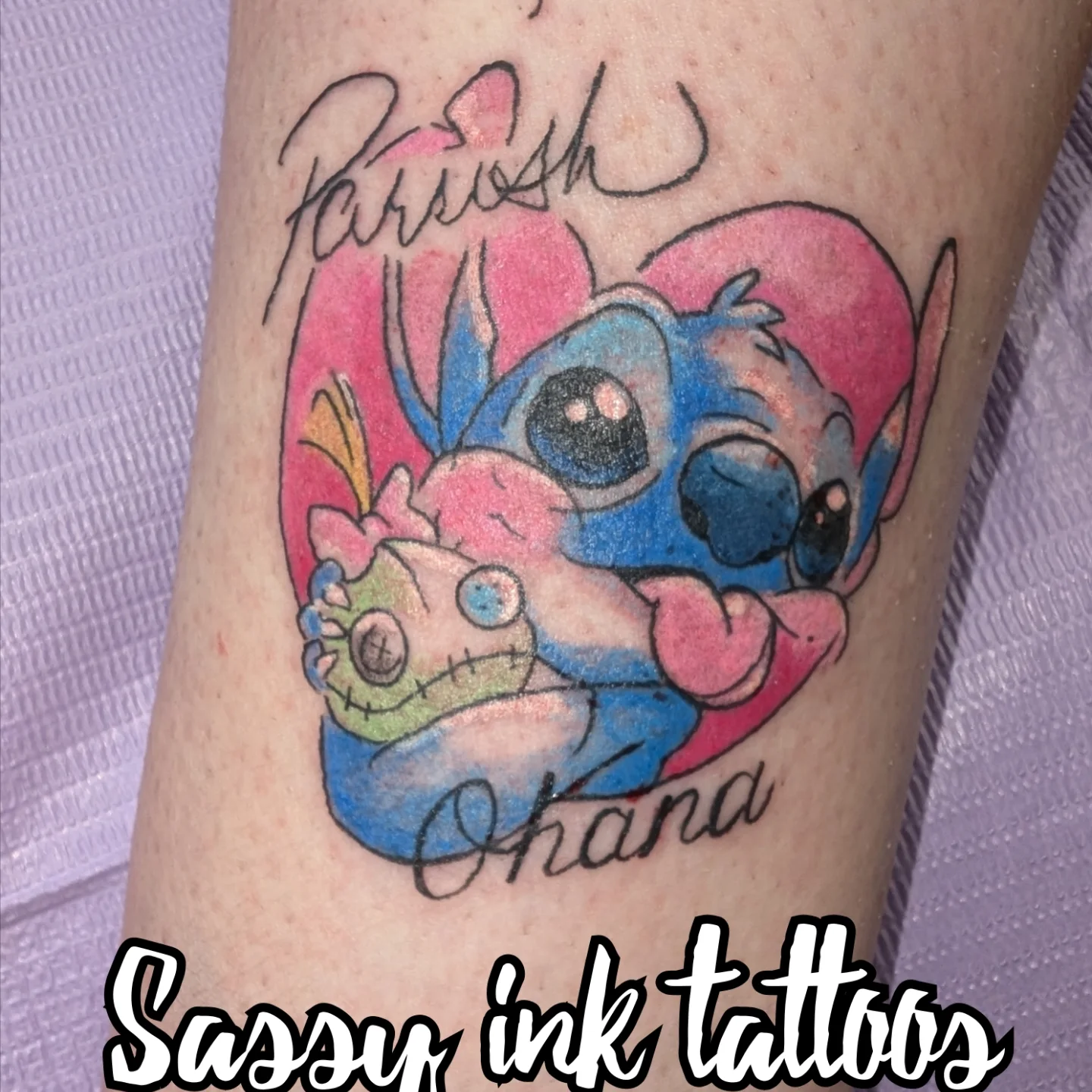 Tattoo by @sassyinktattoos — dotwork, anime