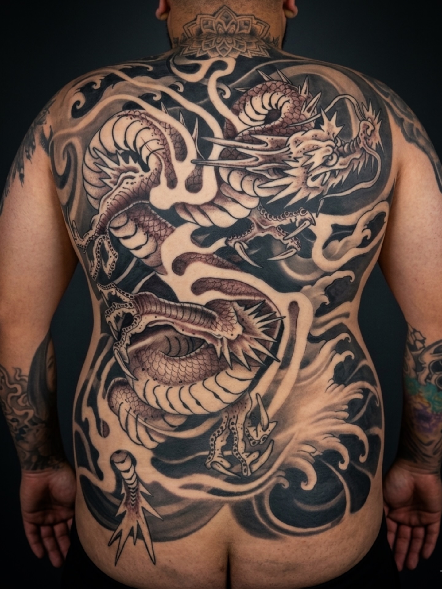 Dragon japanese irezumi tattoo on the back by Ryan Willard, Denver, Colorado