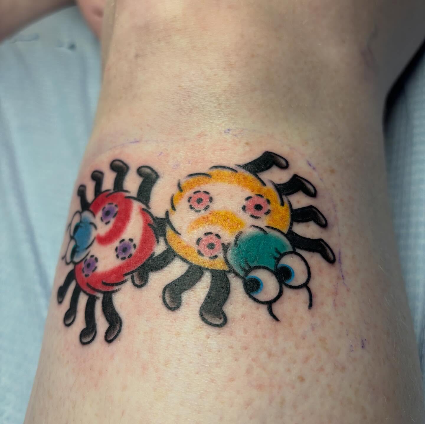 Two crabs dotwork tattoo on the forearm by ❁ Tat2friend ❁