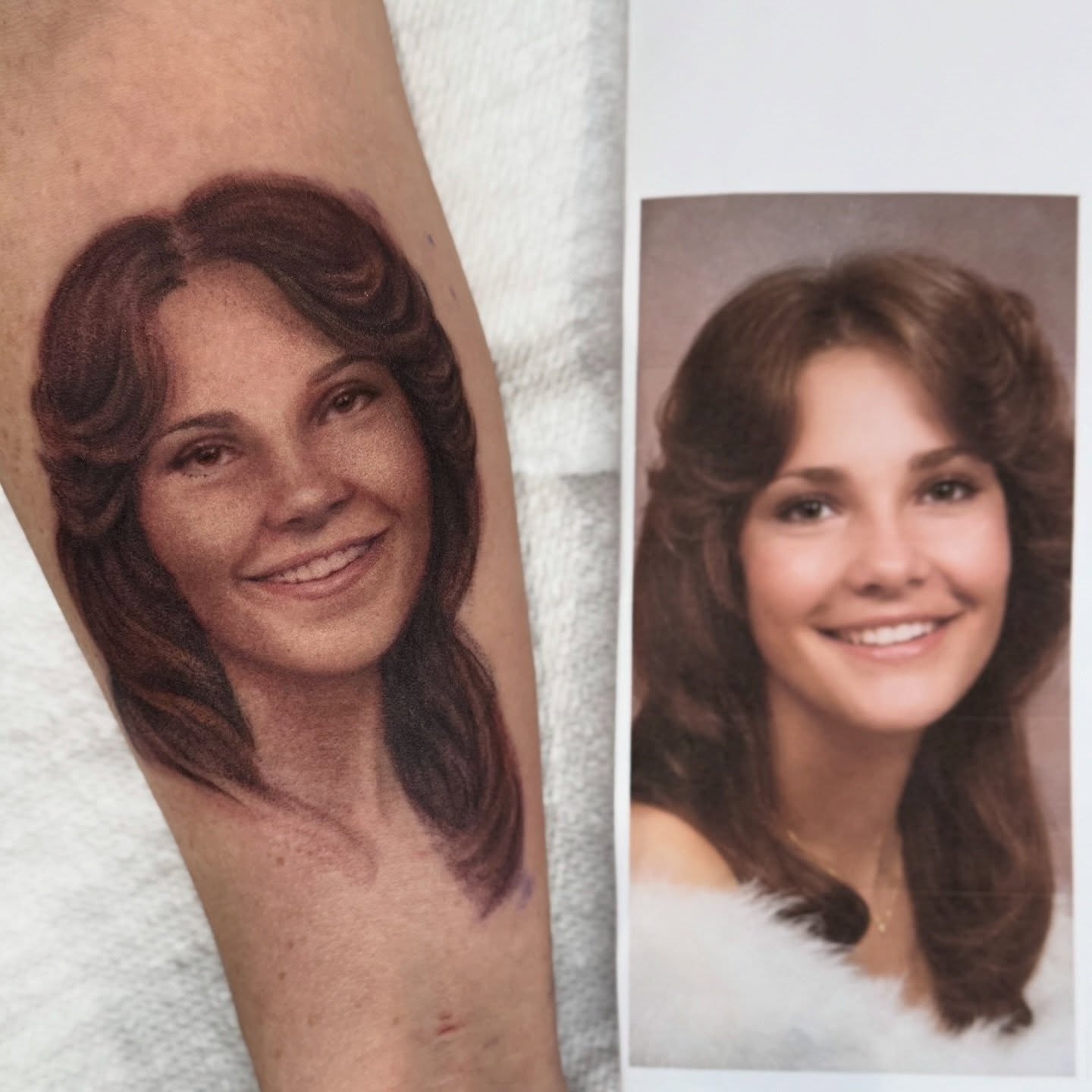 Portrait realism tattoo on the forearm by Glory Pechonis πΏ