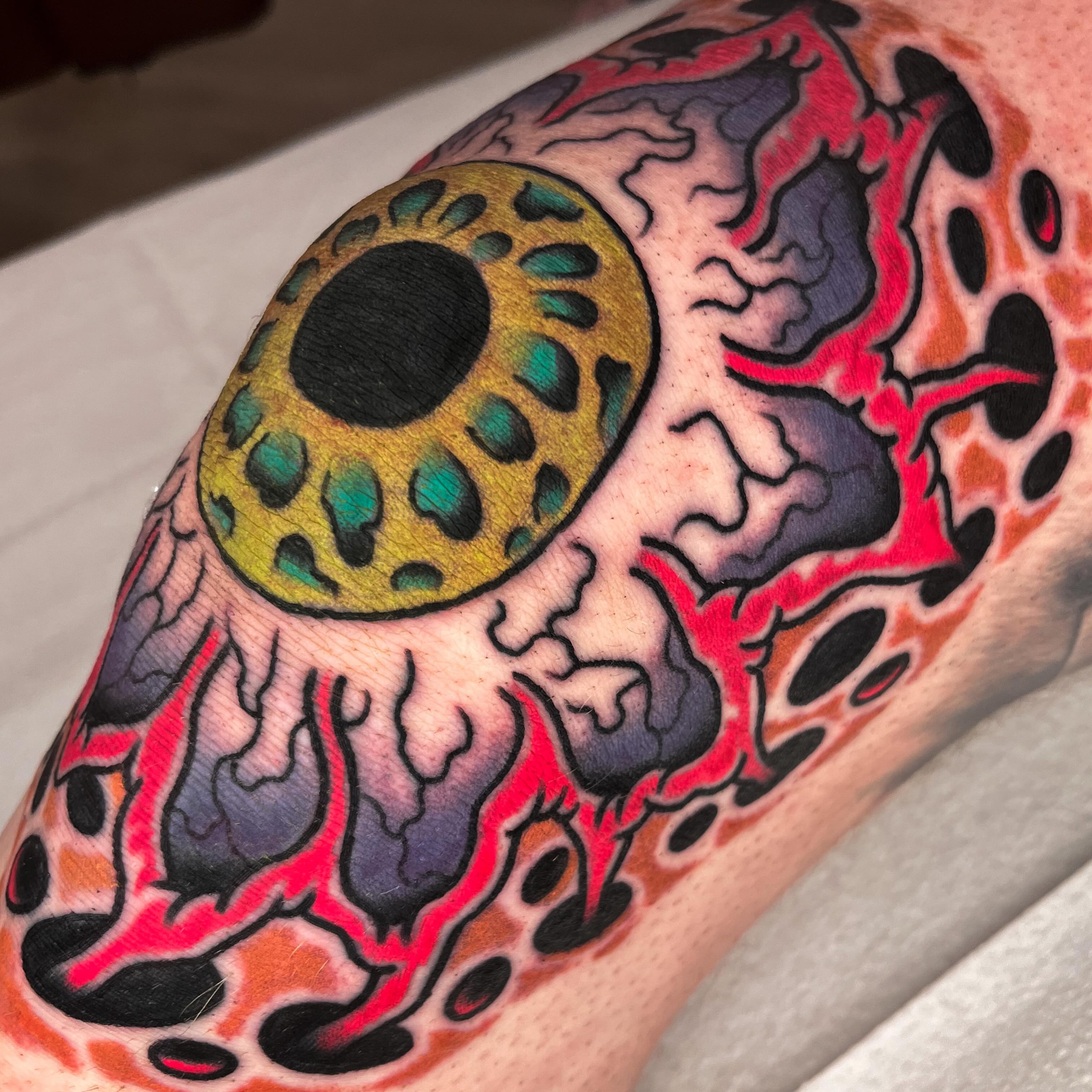 Eye American traditional tattoo on the forearm by Sky G, Colorado Springs, Colorado