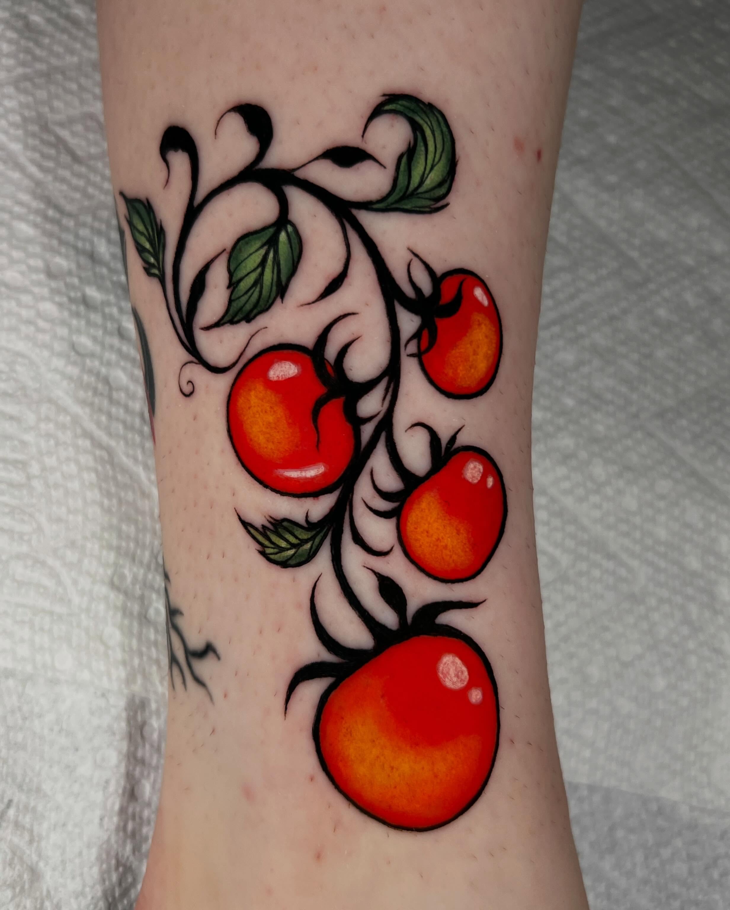 Tomatoes American traditional tattoo on the forearm by ✧ :: paloma :: ✧