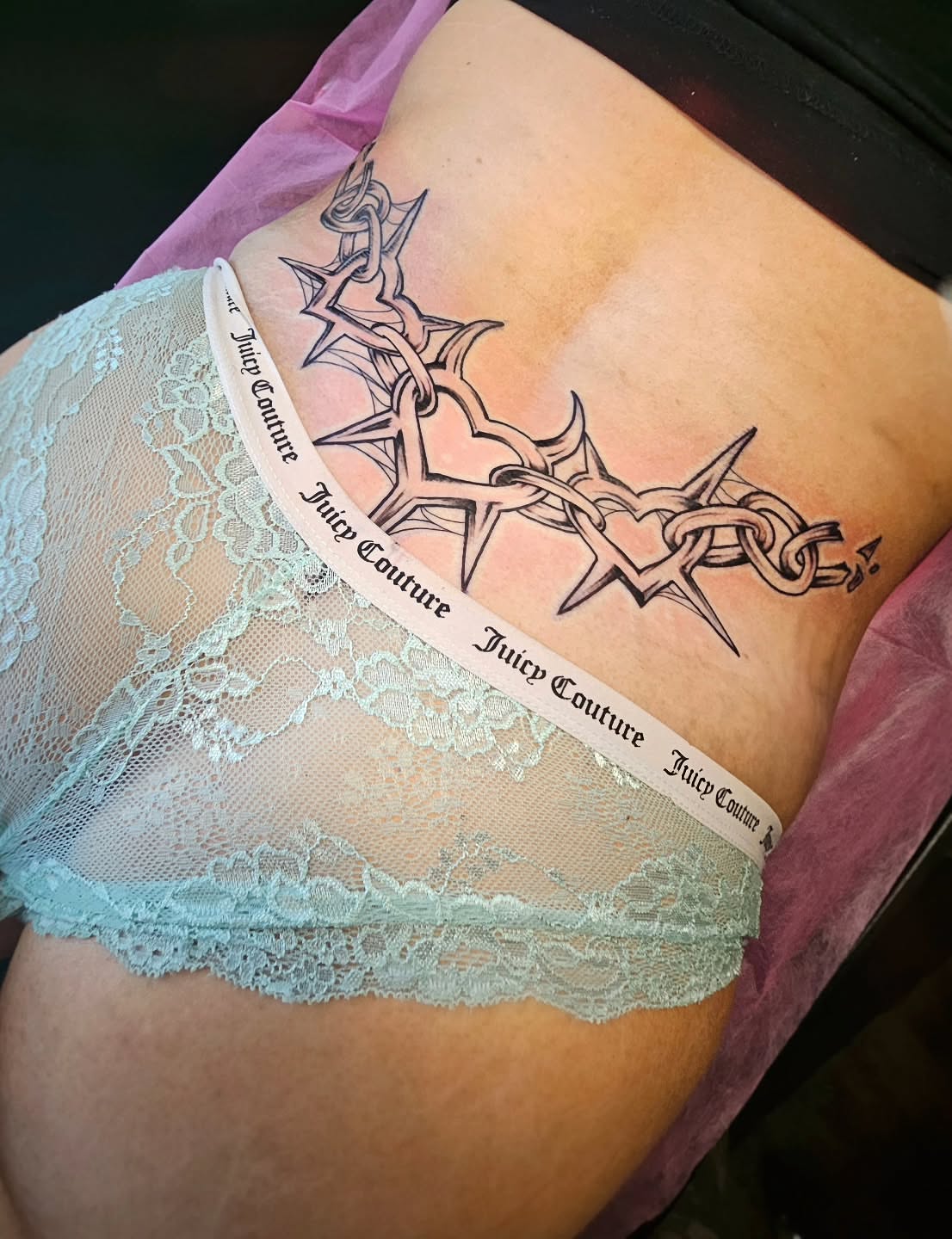 Thorn crown black and grey tattoo on the thigh by Monaca Patterson