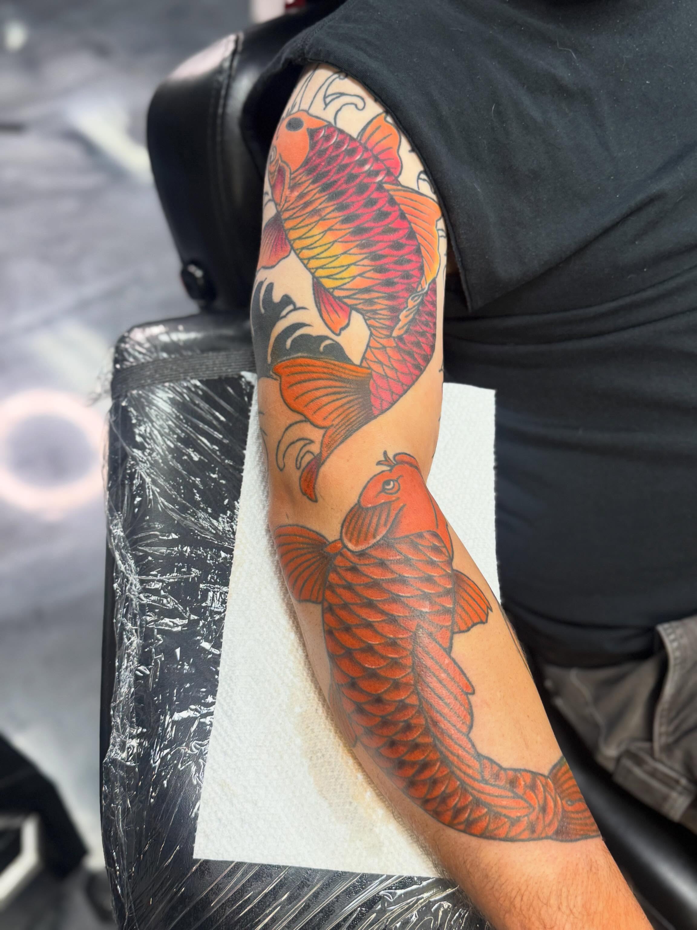 Koi fish japanese irezumi tattoo on the forearm by Marie Amor🌙