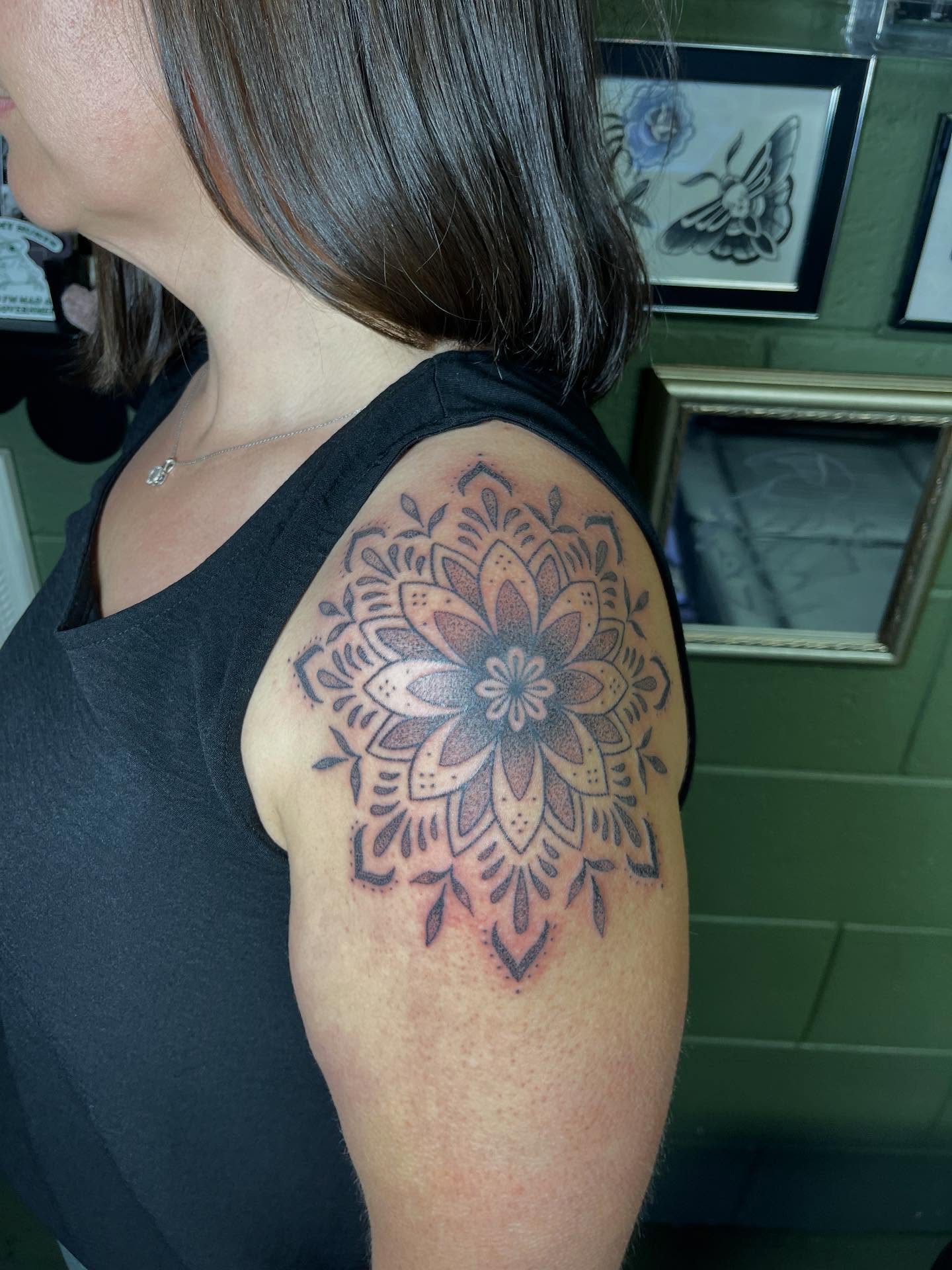 Tattoo by @permanent_pokes_ — dotwork, ornamental