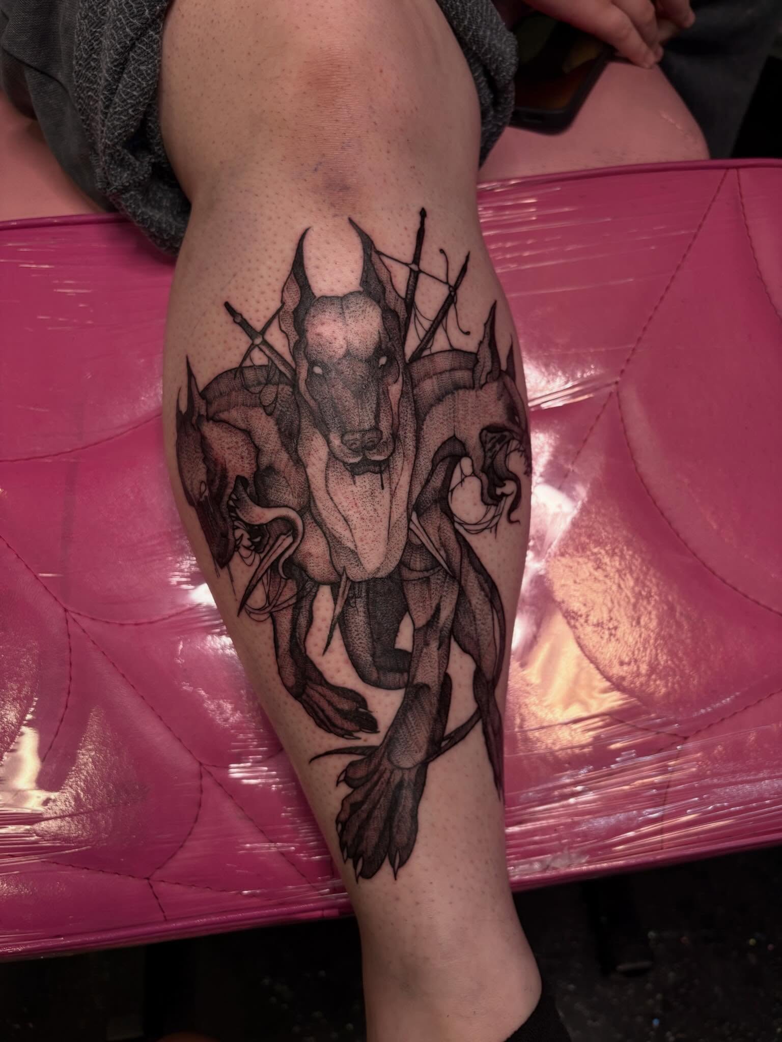 Tattoo by @lextattooos — dotwork, black_and_grey