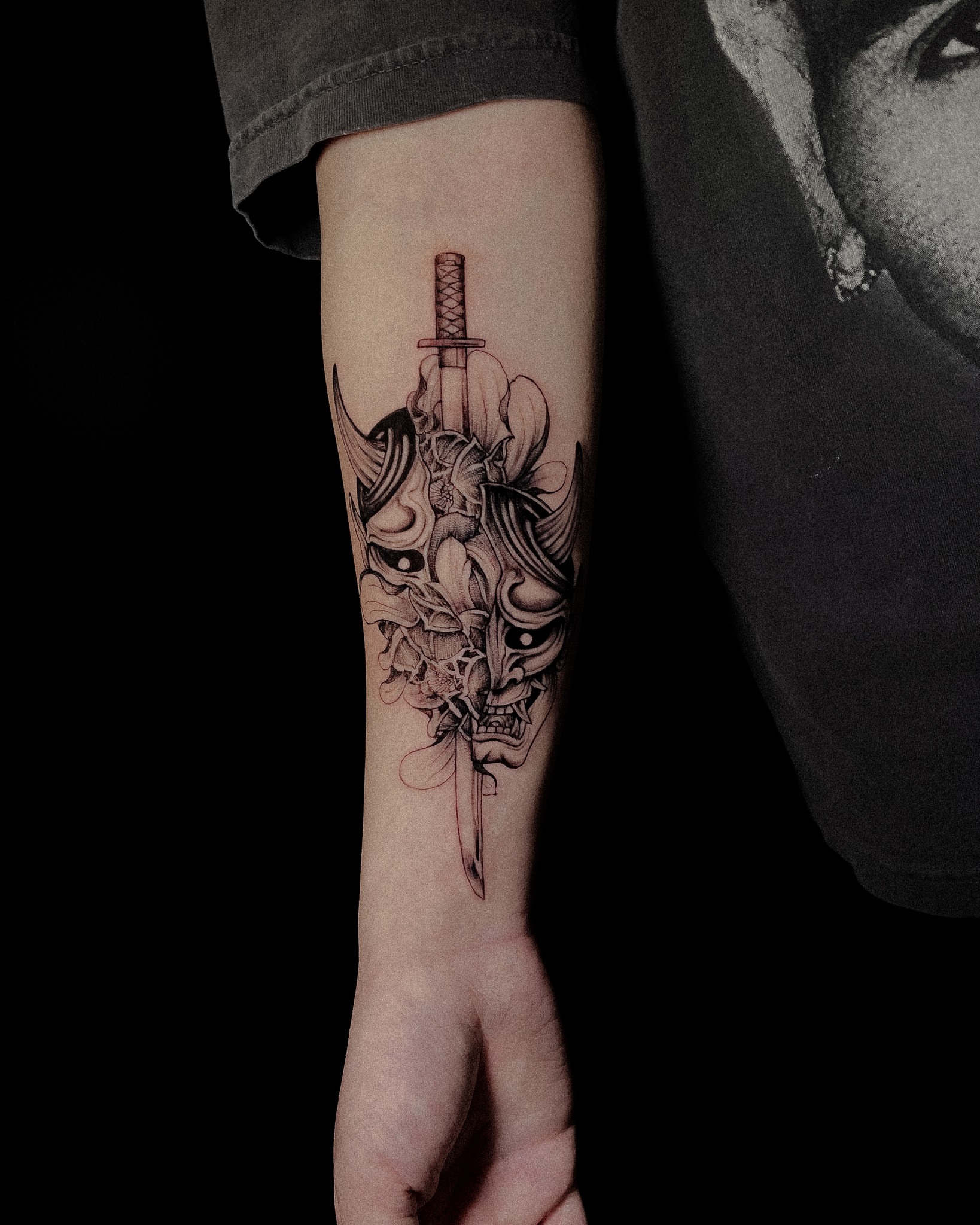 Tattoo by @inshvvn — black_and_grey, japanese_irezumi