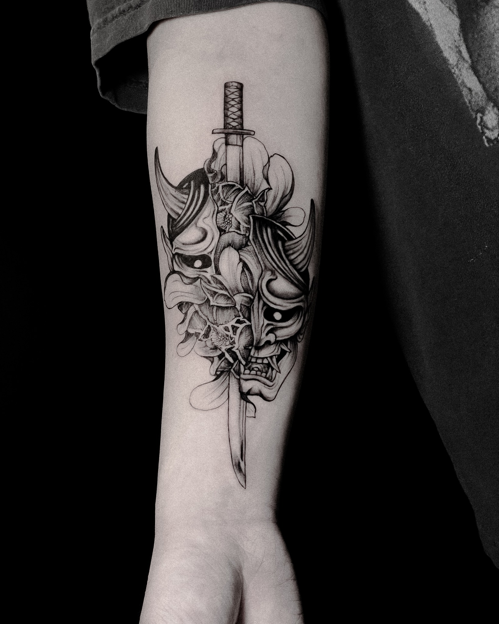 Tattoo by @inshvvn — black_and_grey, japanese_irezumi