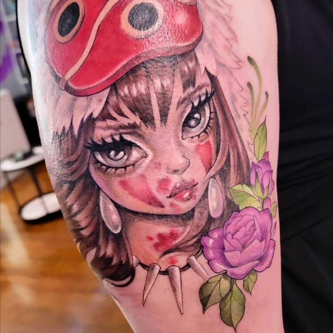 Ladybug girl realism tattoo on the forearm by Kerry Rose