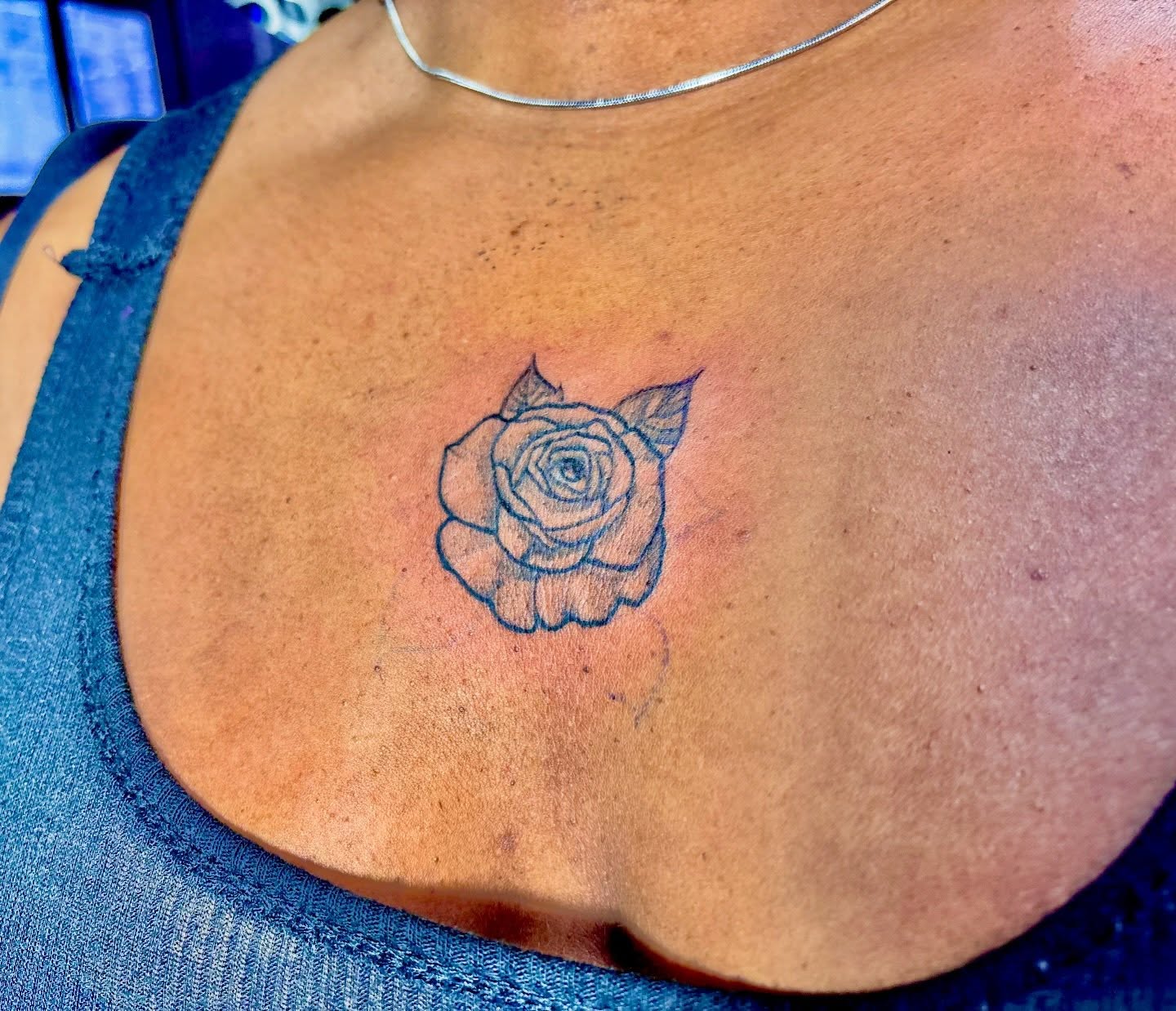 Rose black and grey tattoo on the chest by Tessahwessah 🧞‍♀️