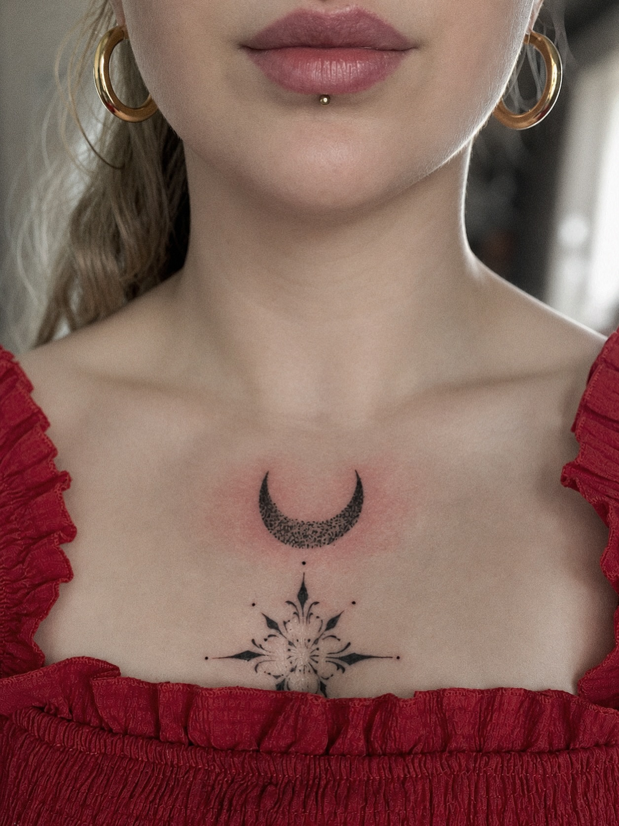Tattoo by @amber_noir_tattoo — dotwork, geometric