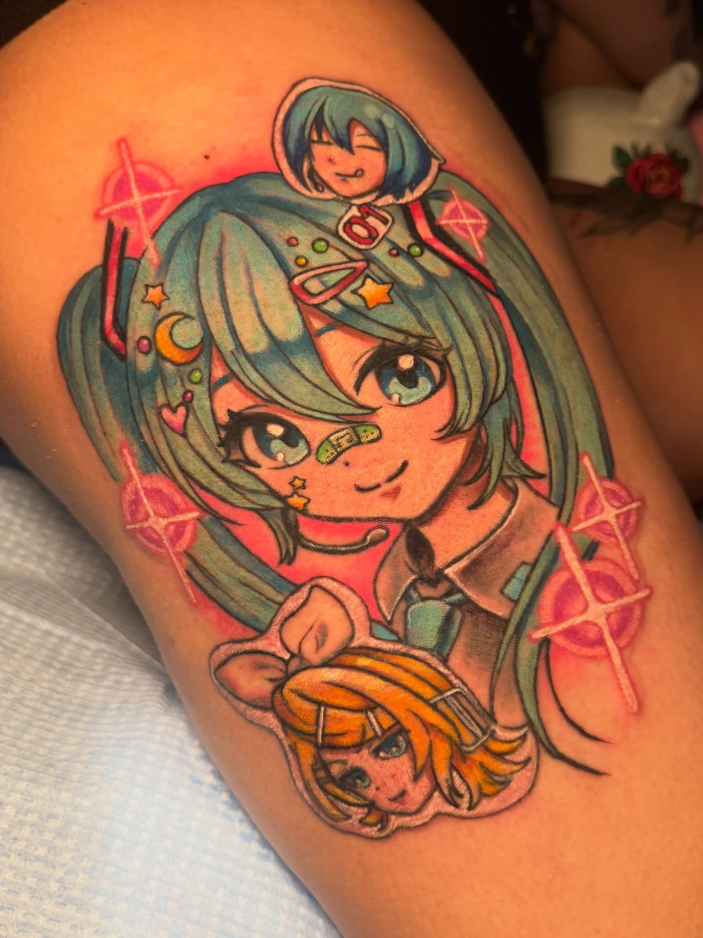 Anime characters anime tattoo on the thigh by β‘πΎπππππ π²ππππ