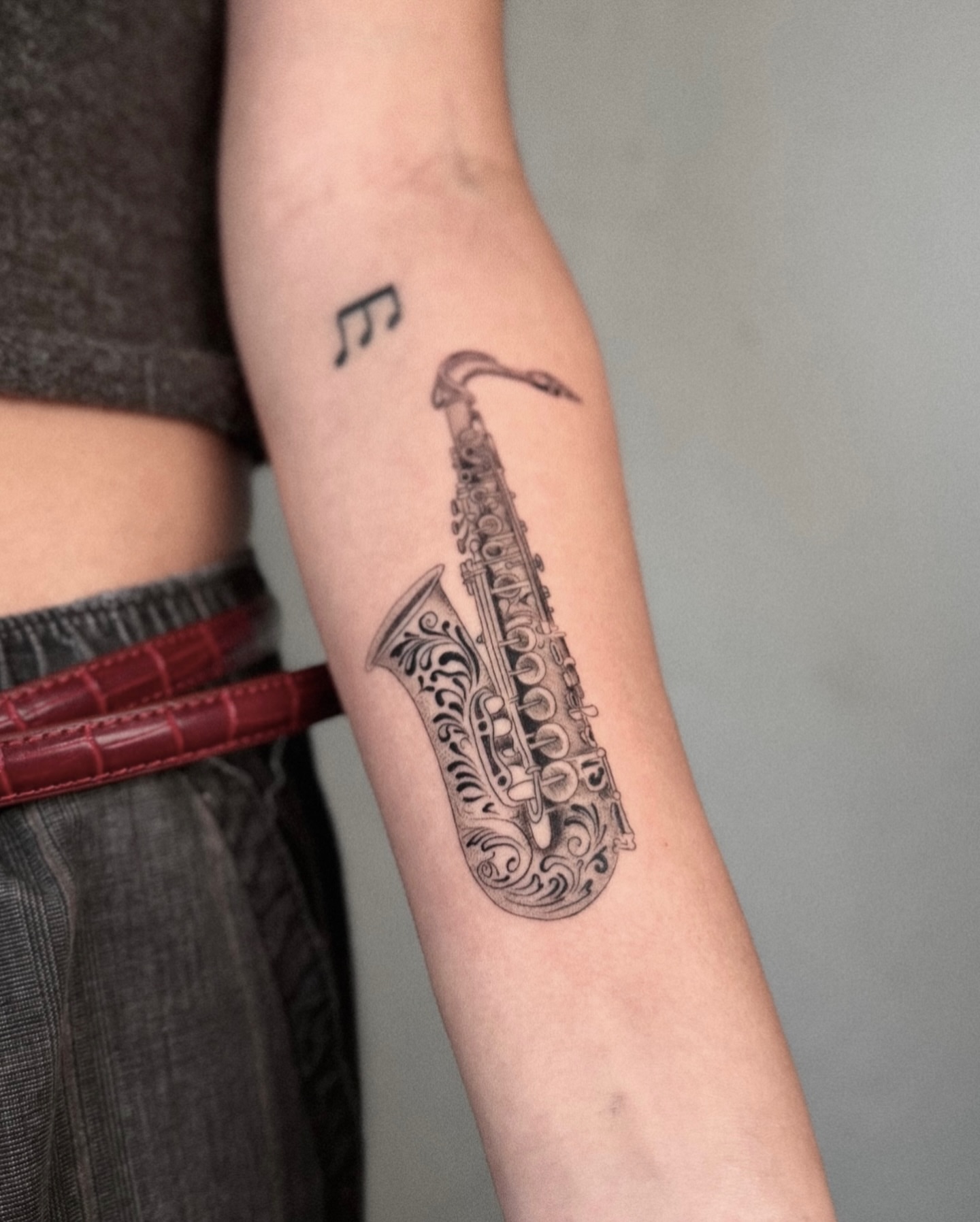 Tattoo by @finickyink — black_and_grey
