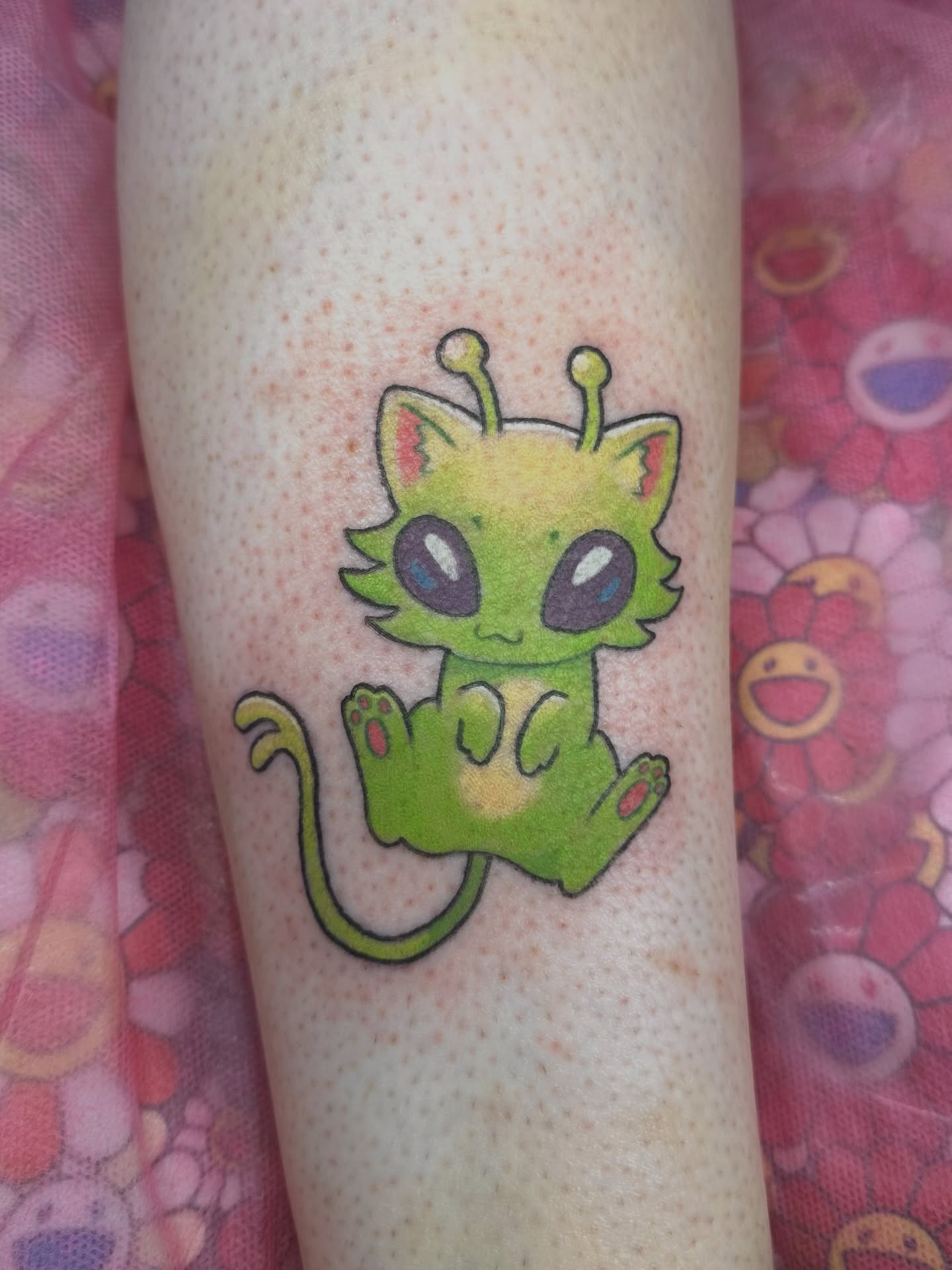 Tattoo by @shrimple.tattoos — dotwork, anime