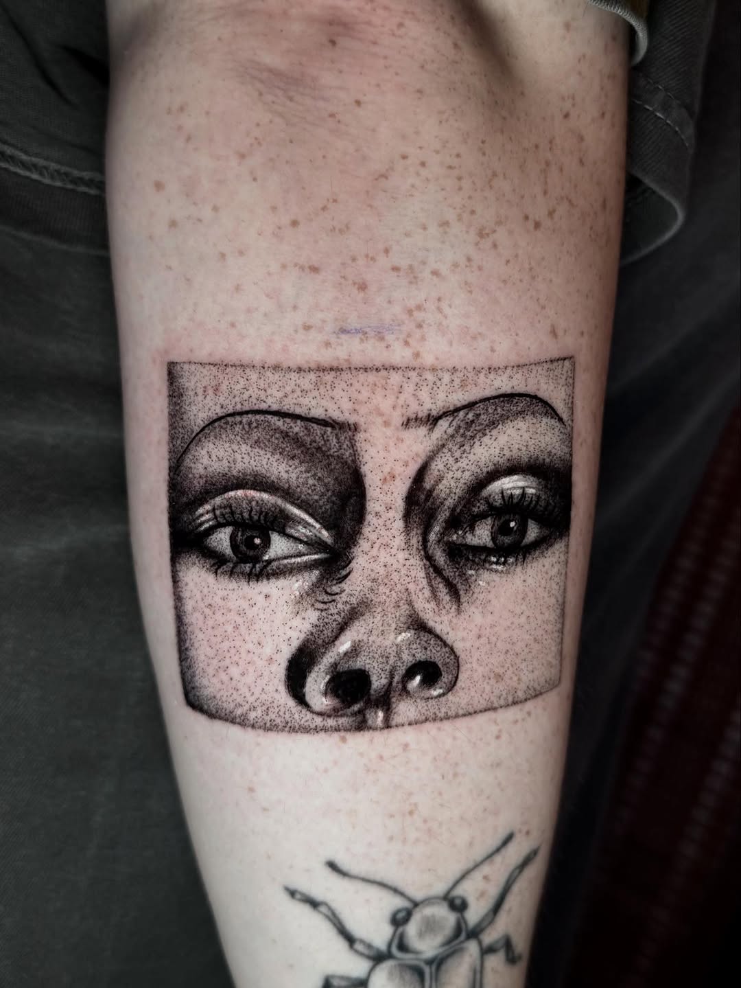 Tattoo by @morgue.in.tattoos — black_and_grey, dotwork