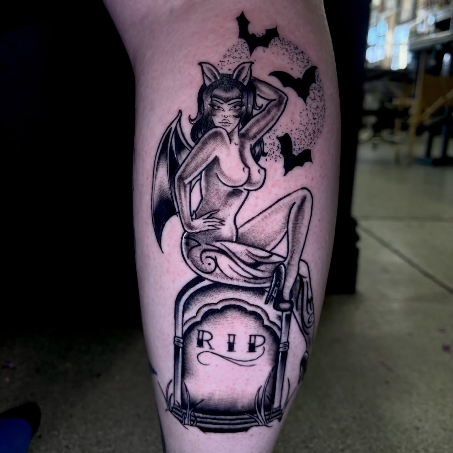 Tattoo by @ashleylintattoos — black_and_grey, dotwork