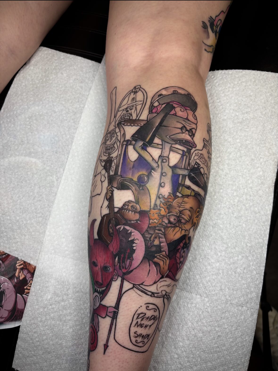 Tattoo by @dobbystattoos — anime, dotwork