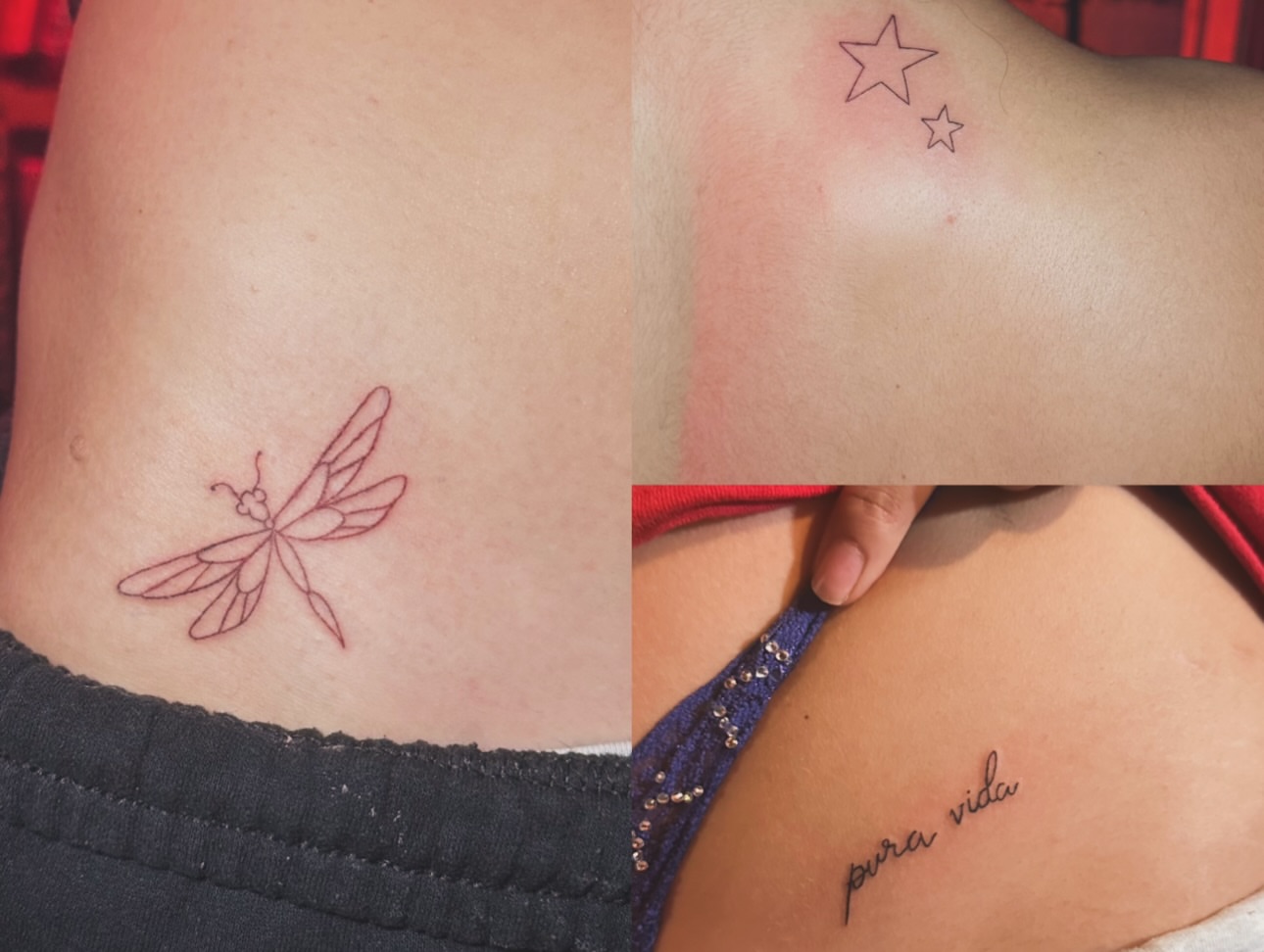 Dragonfly fine line tattoo on the ribs by Lunette : a little moon as simple as that