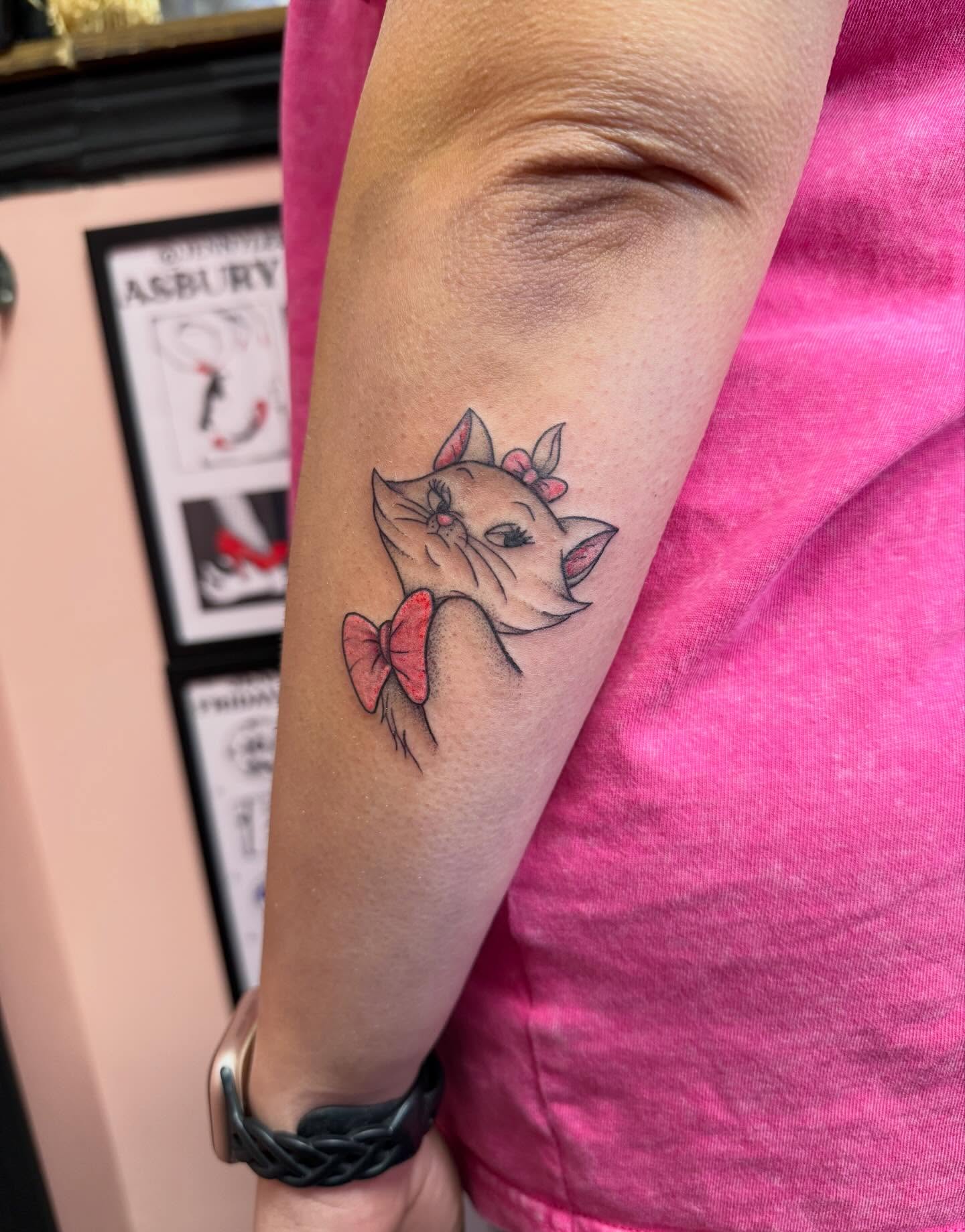 Cat realism tattoo on the forearm by Jennylee Aerts, Asbury Park, New Jersey