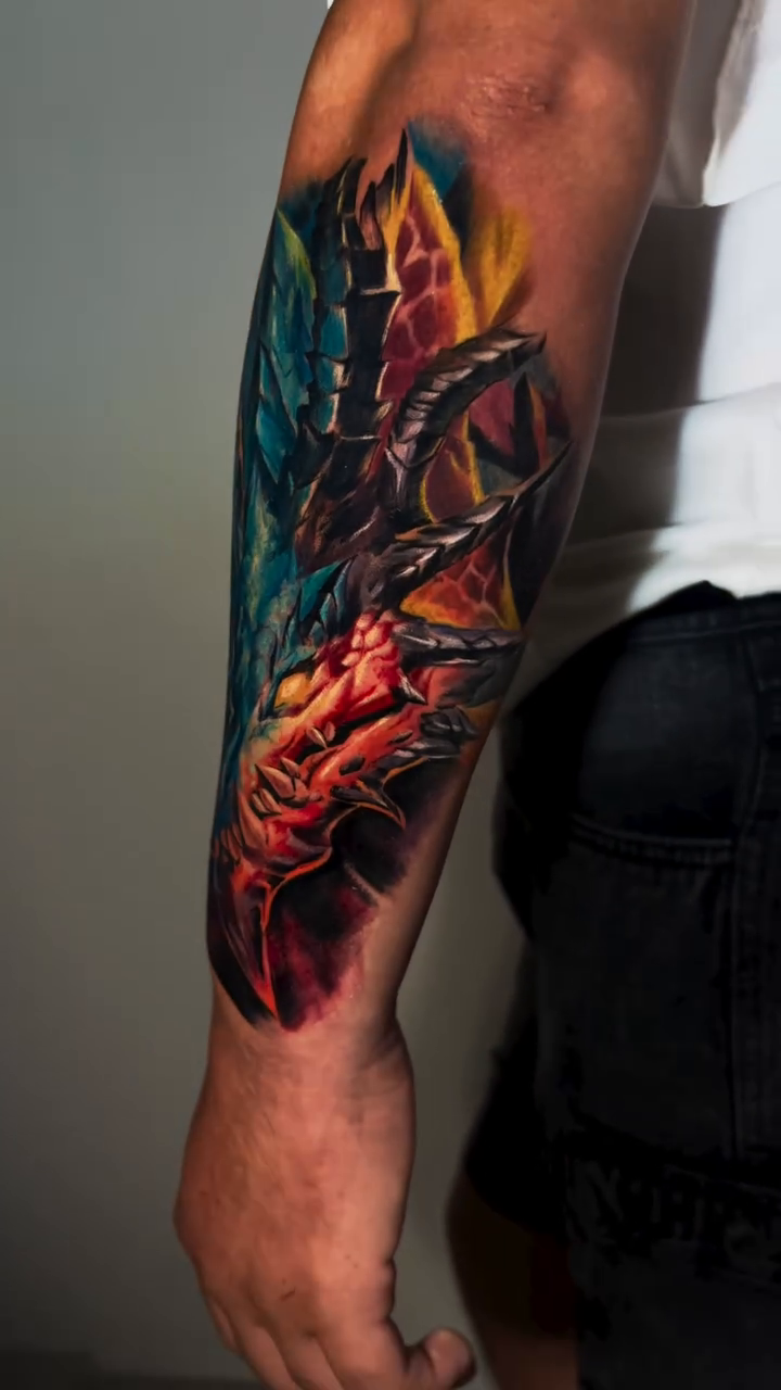 Dragon head realism tattoo by Bishop Tattoo