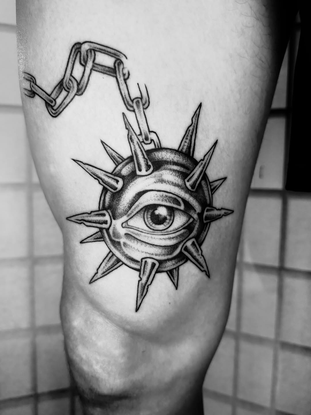 Tattoo by @sarahbobbyart — black_and_grey, dark_realism