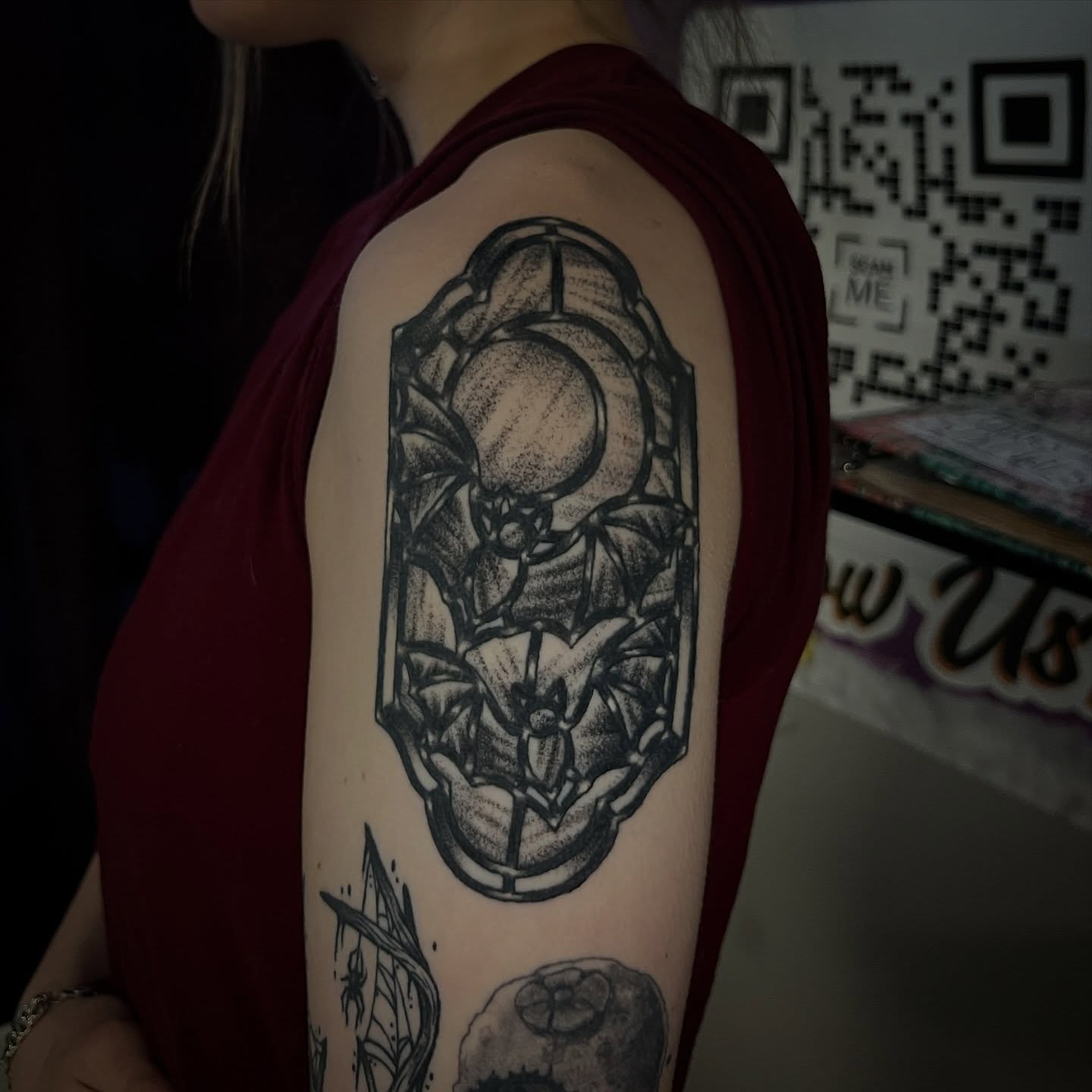 Tattoo by @morganeden.tattoos — black_and_grey, geometric