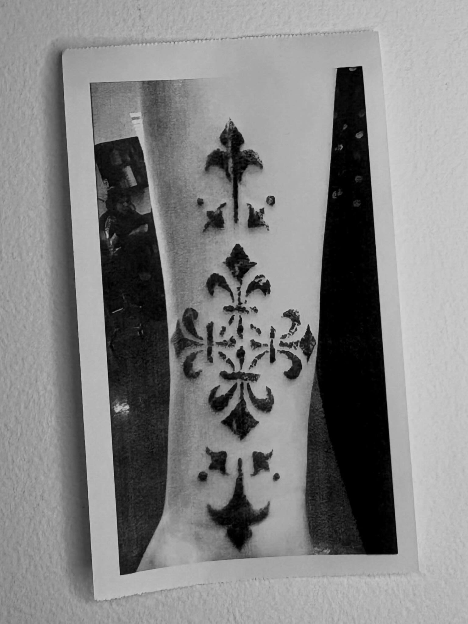 Fleur-de-lis black and grey tattoo on the forearm by @lil_stinker_5000, Portland, Oregon