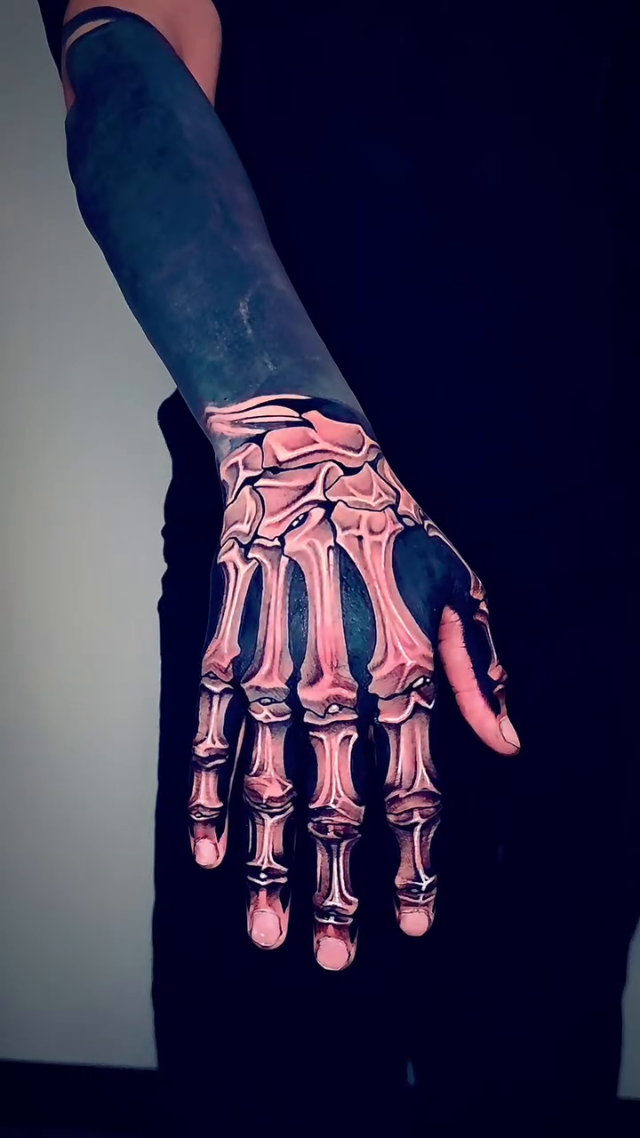 Skeleton hand blackwork tattoo by Lukasz Olszanski