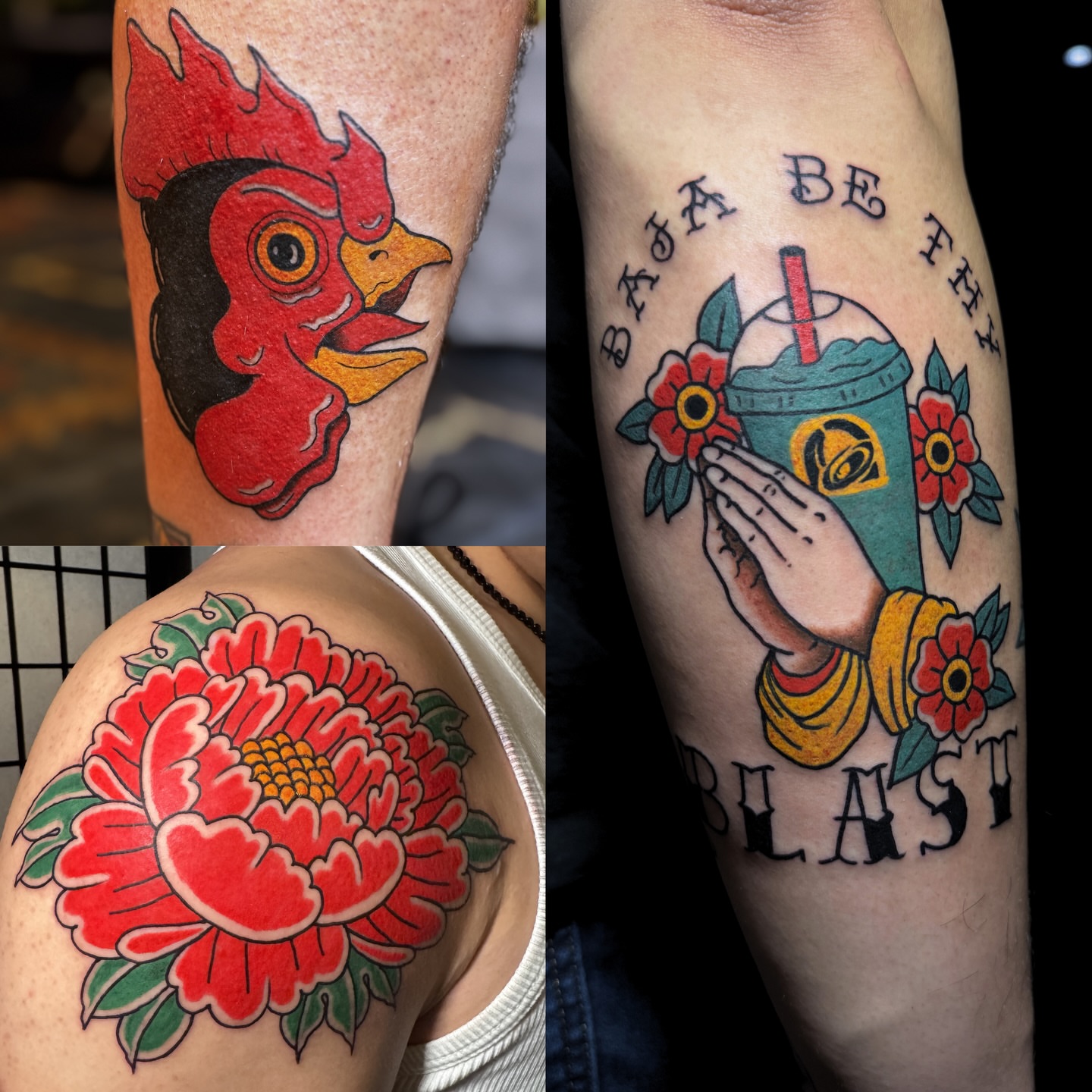 Rooster head American traditional tattoo on the forearm by Matthew - Tattoo Artist