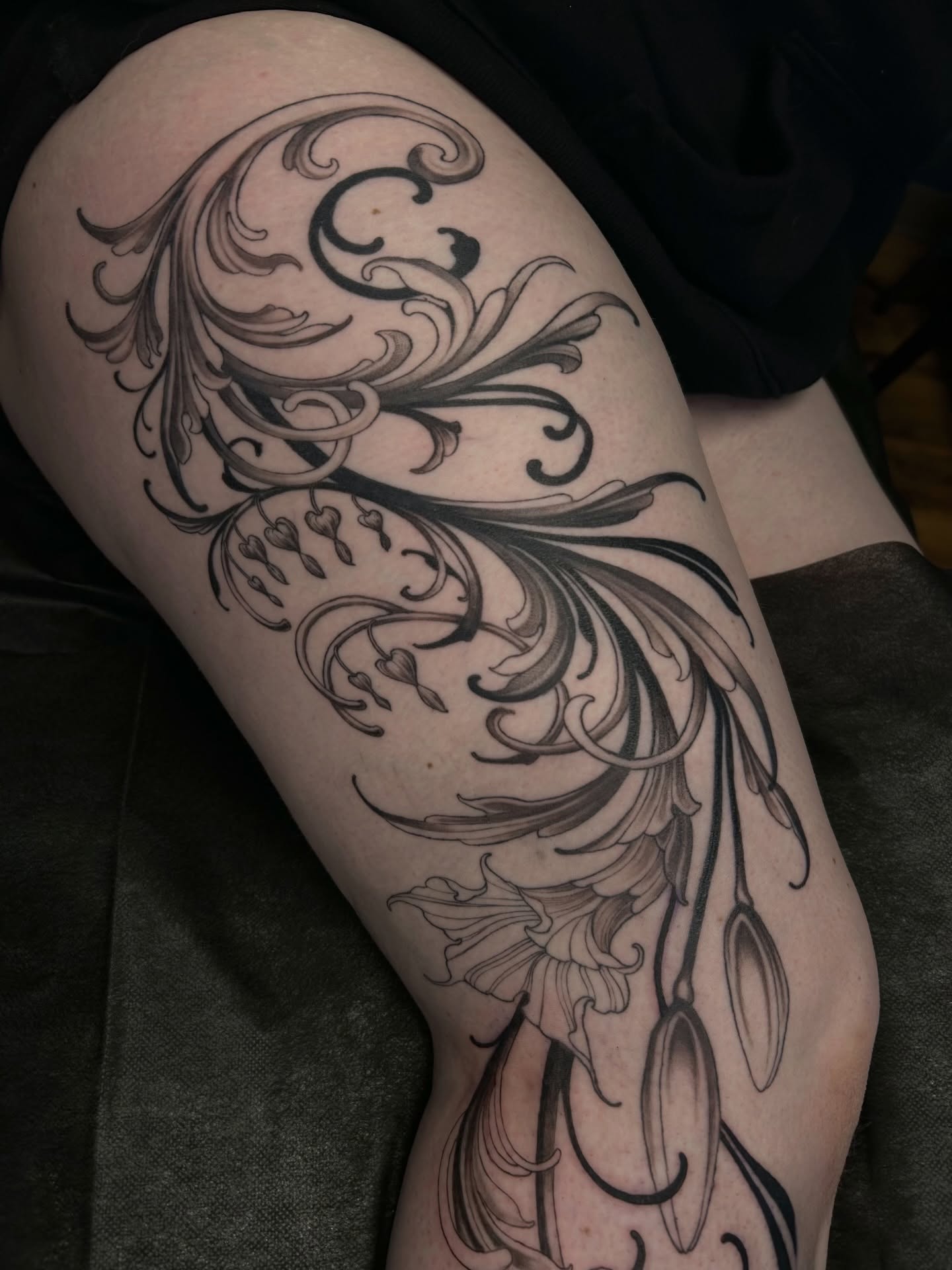 Tattoo by @thecursedmagus — black_and_grey, ornamental