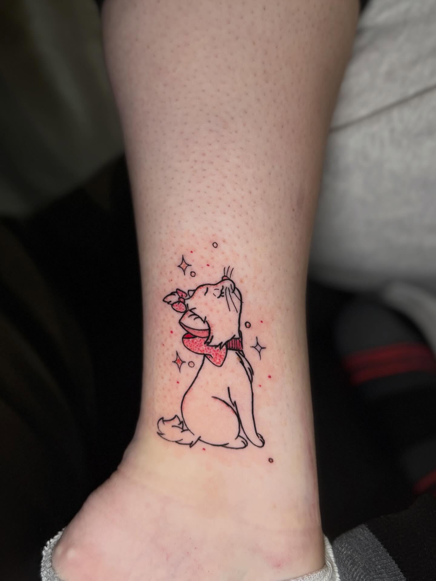 Dog with bow tie dotwork tattoo by Saint